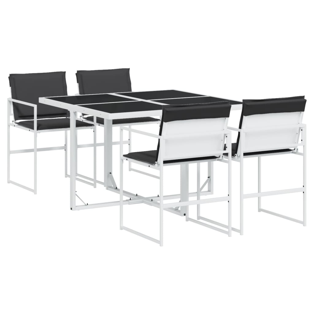 vidaXL Juego de comedor de jardín 5 pzas con cojines textilene blanco