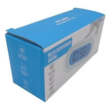 Elbe - Despertador digital con radio RD701B sin proyección para dormitorio, diseño blanco discreto y pantalla limpia para descanso profundo
