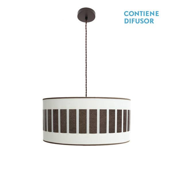 FABRILAMP Colgante Ivanna 2xe27 Marron/blanco-oxido Regx50x50 Cm