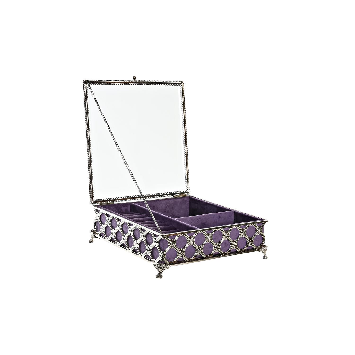 Joyero Metal Cristal 22X22X7 Lila El mejor complemento para tu hogar  -Fijalo_