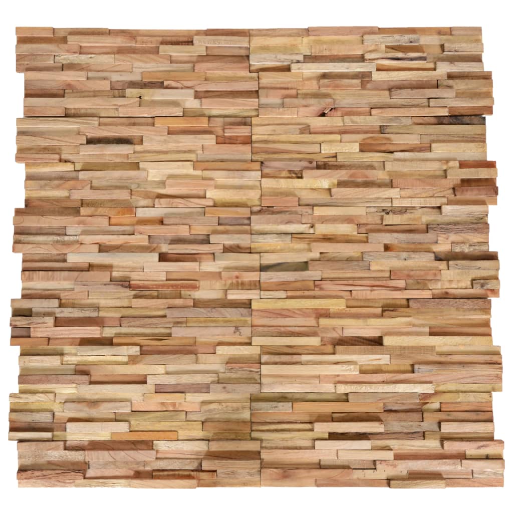 vidaXL 10x Madera Teca Paneles de Revestimiento de Pared 3D 1,01 m² Azulejo Dimensiones 56 x 18 x 2 cm, 54 x 20 x 2 cm