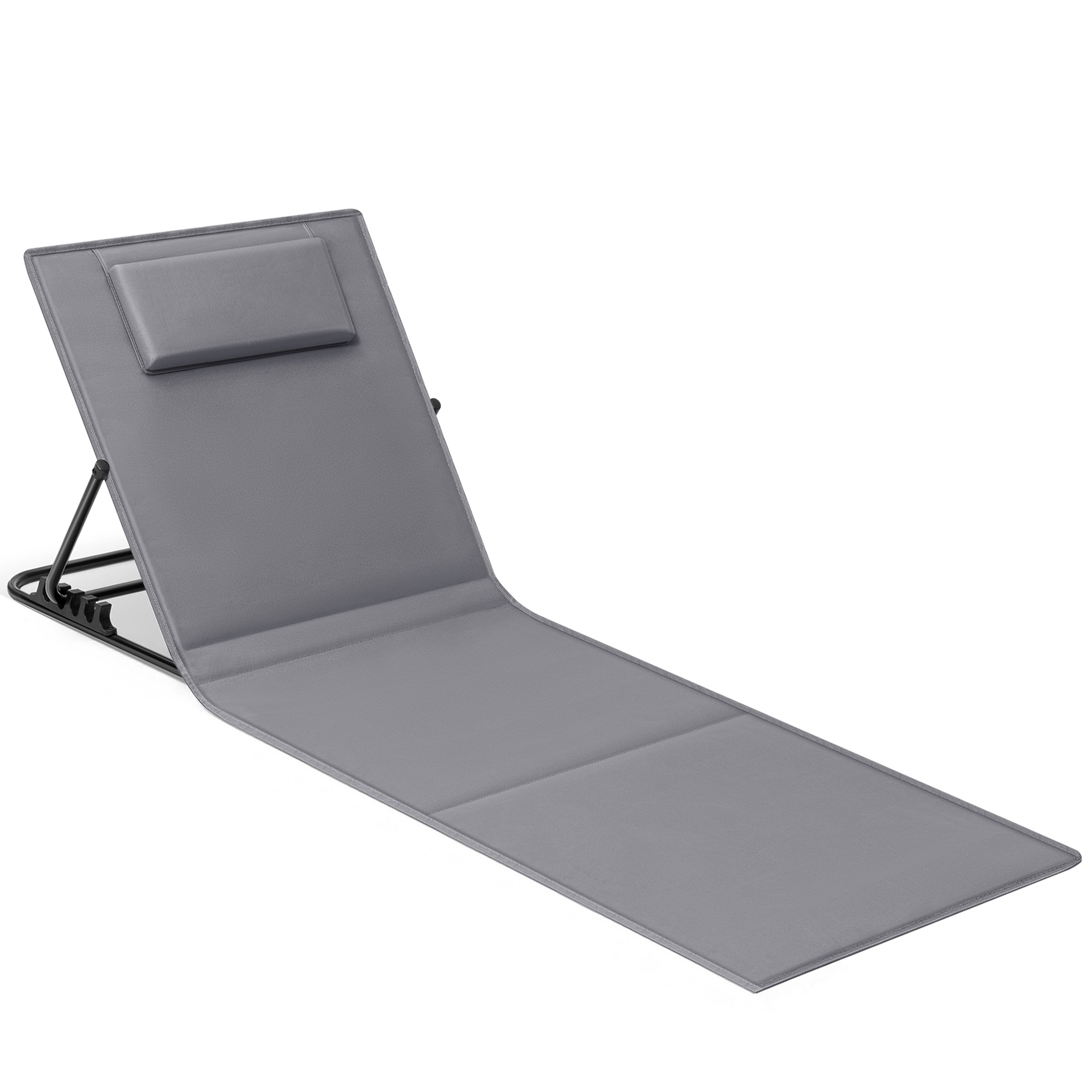 SONGMICS Tumbona de Playa, Tumbona, Cojín, Respaldo Basculante, Portátil con Asa, para Camping Jardín Piscina, 158 x 55 cm, Azul Cielo/Azul Lago/Gris Pizarra
