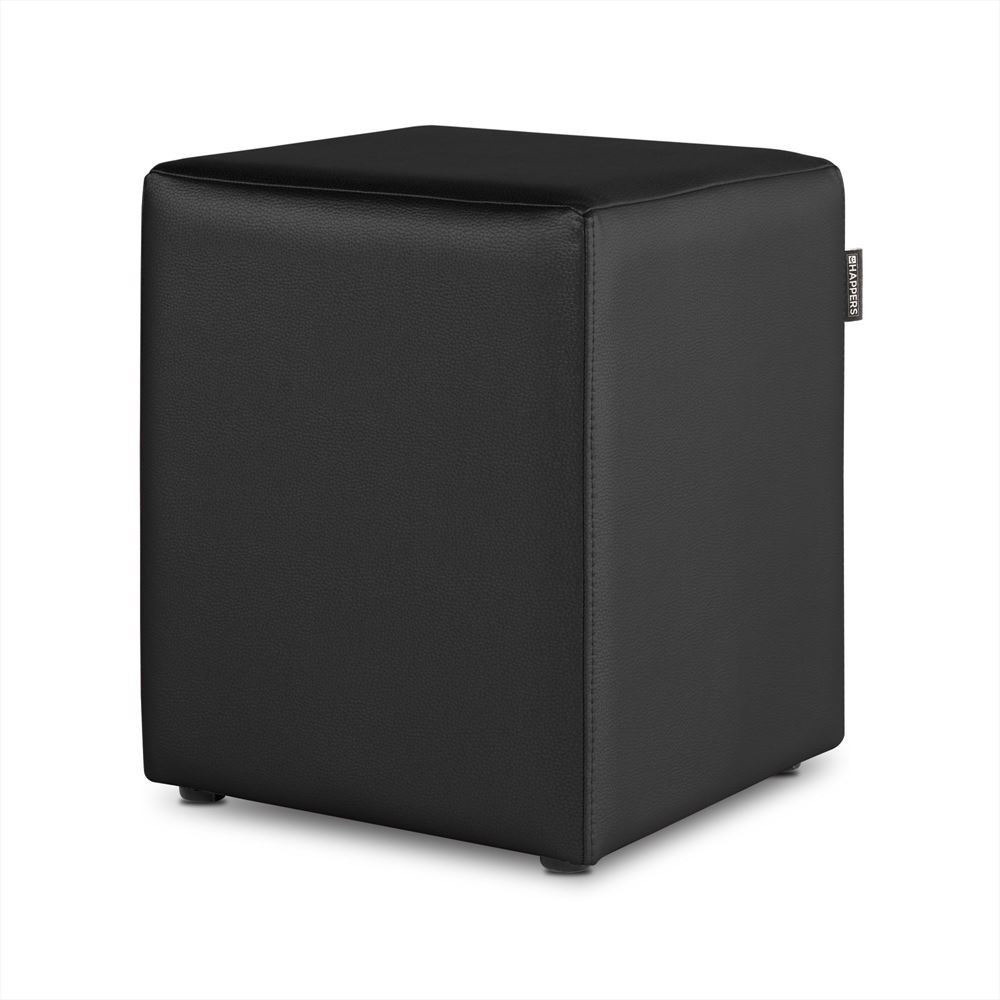 Puff Cubo Polipiel Negro HAPPERS - Cómodo, ligero y resistente. Make it Happers®