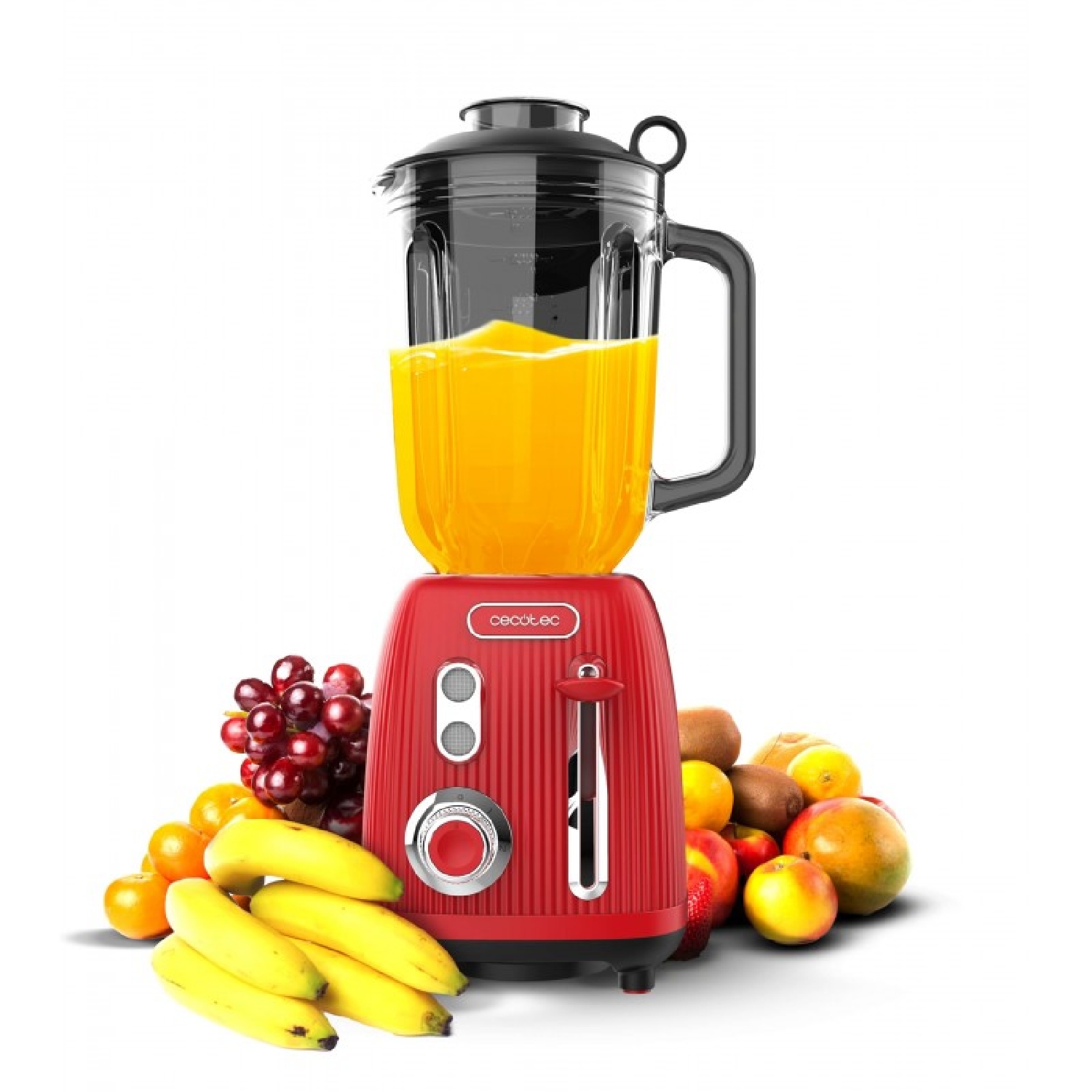 Cecotec Batidora de Vaso Retro Power Black Titanium RetroRed. 1200W Potencia Máxima, 2 Velocidades