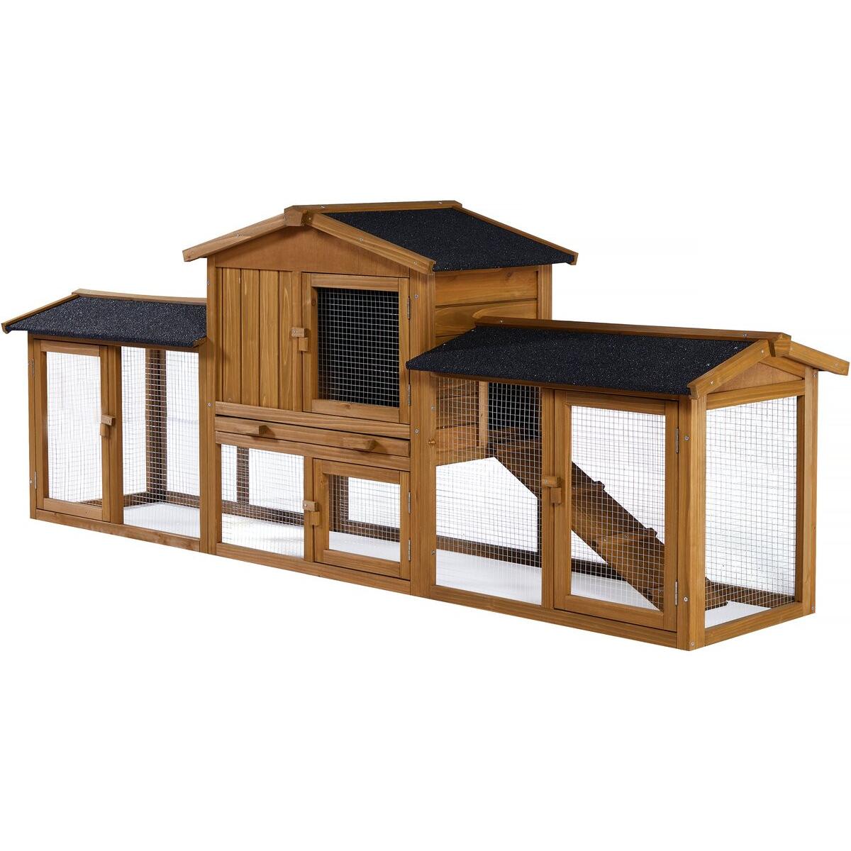 Habitat y Jardin - Conejera de madera "Galina" de 2 puertas, exterior e impermeable