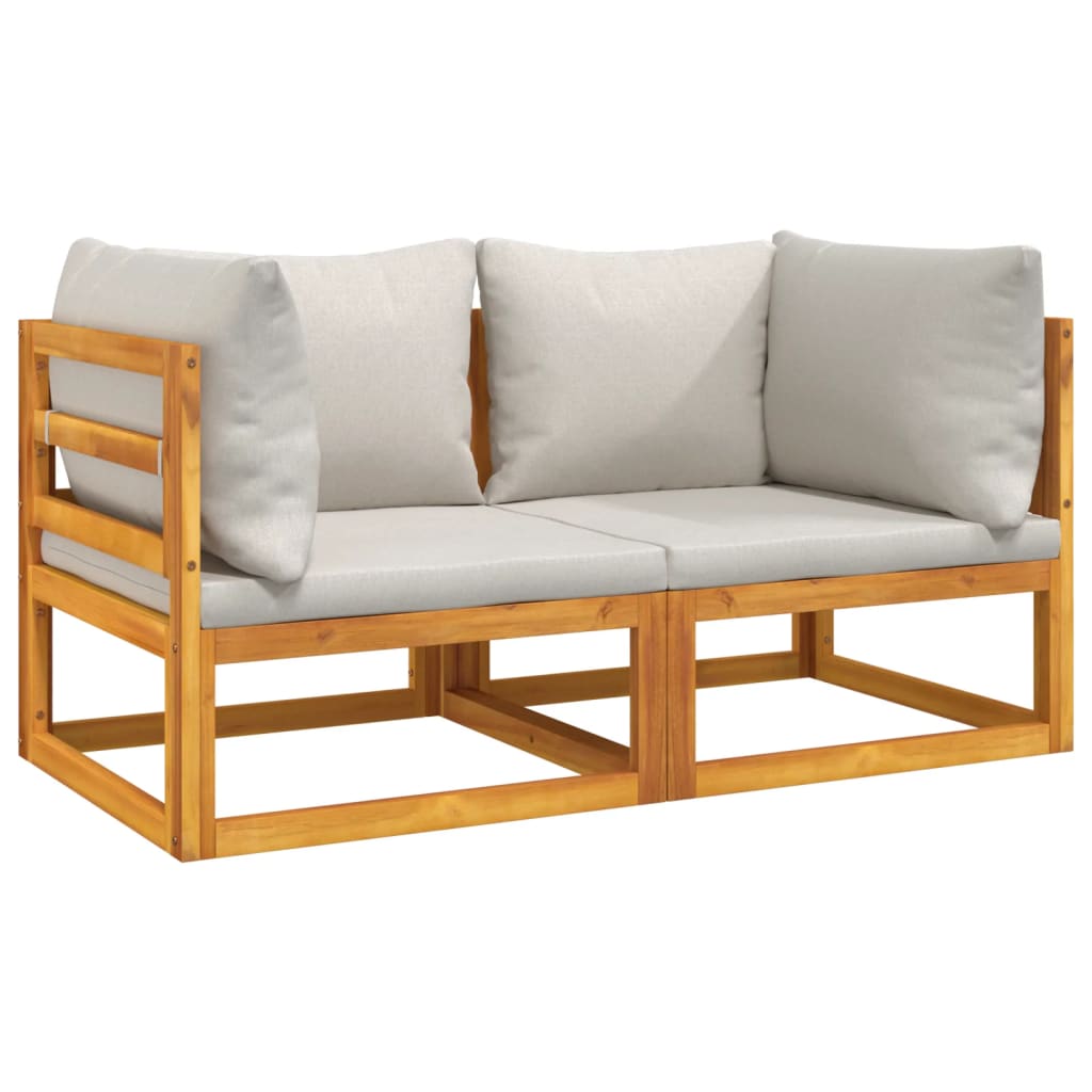 Vidaxl Sofá Modular Esquina 2 Uds Madera Acacia Cojines Taupé
