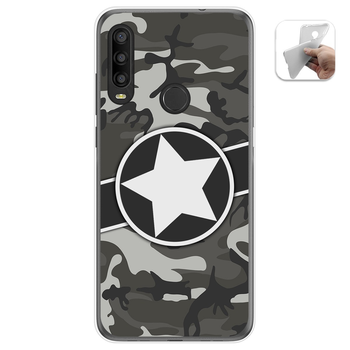 Tumundosmartphone Funda Gel Tpu para Alcatel 1SE 2020 diseño Camuflaje 02 Dibujos