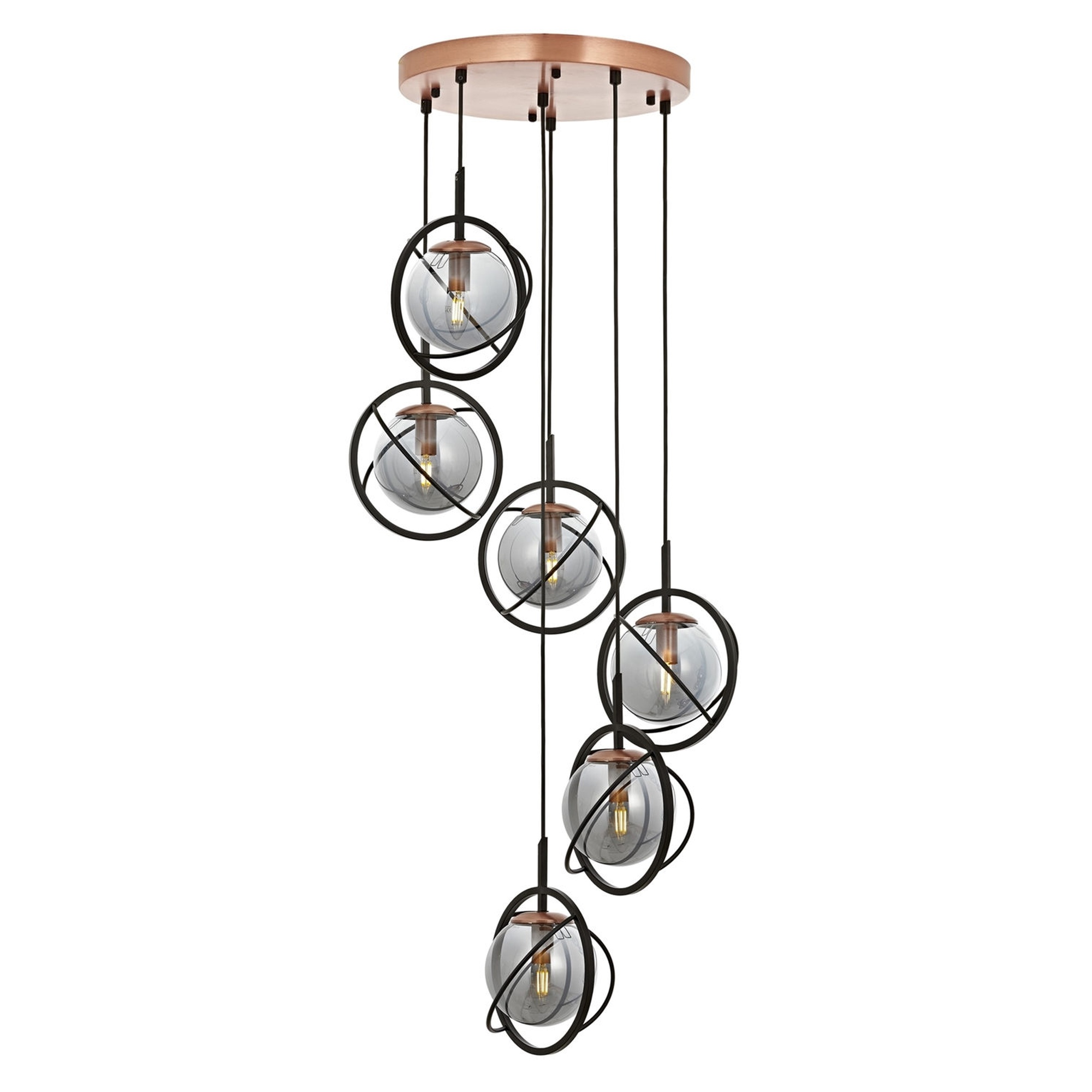 Lámpara de techo WELLHOME, metal, negro, colección Bled, 140x40x40, casquillo 6 x E 14 Max 40 W