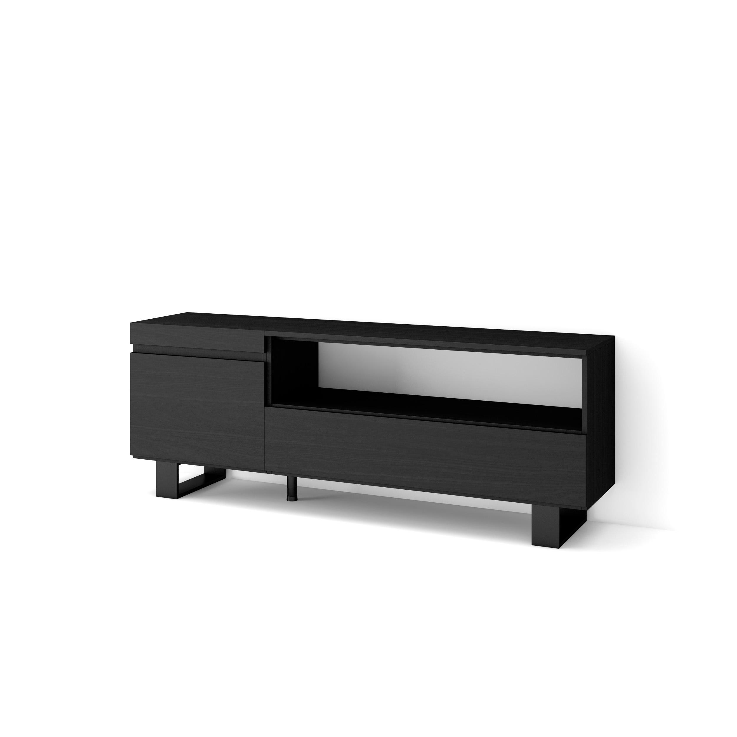 Skraut Home, Mueble de Televisión en melamina de alta calidad, Veteado de madera, Tacto poroso, Estilo Moderno Elegante, 153x35x57cm