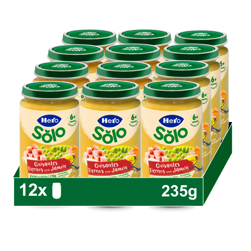 Hero Solo Pack Mixto Tarritos Guisantes Tiernos con Jamón12x235g