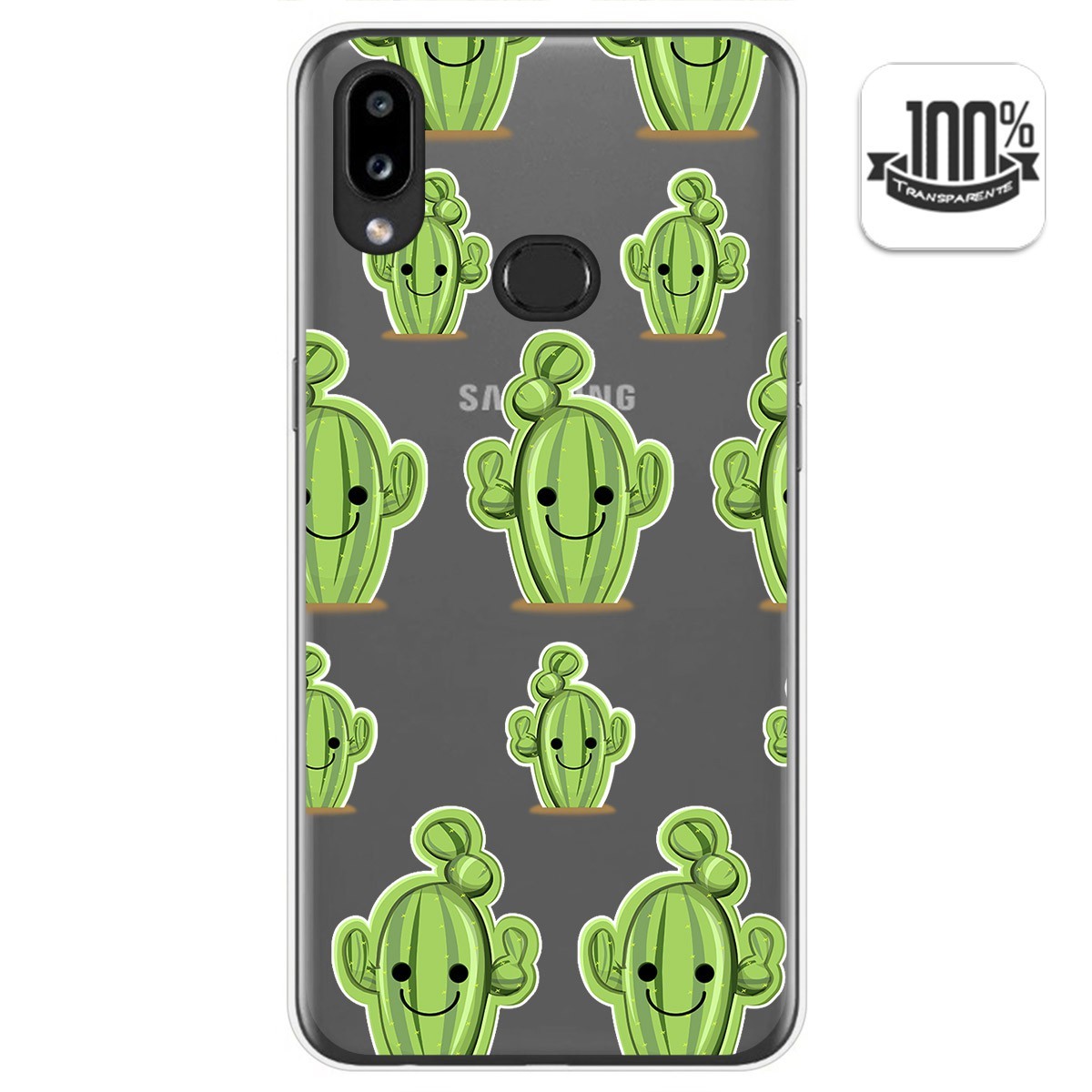 Tumundosmartphone Funda Gel Transparente para Samsung Galaxy A10s diseño Cactus Dibujos