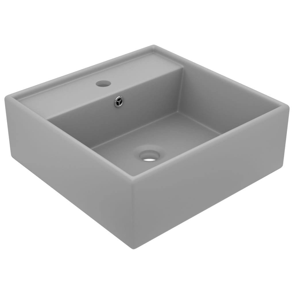 vidaXL Lavabo Cuadrado Rebosadero de Cerámica Mate 41x41 cm Vasija Color matte dark grey,  matte dark green,  matte pink y mas