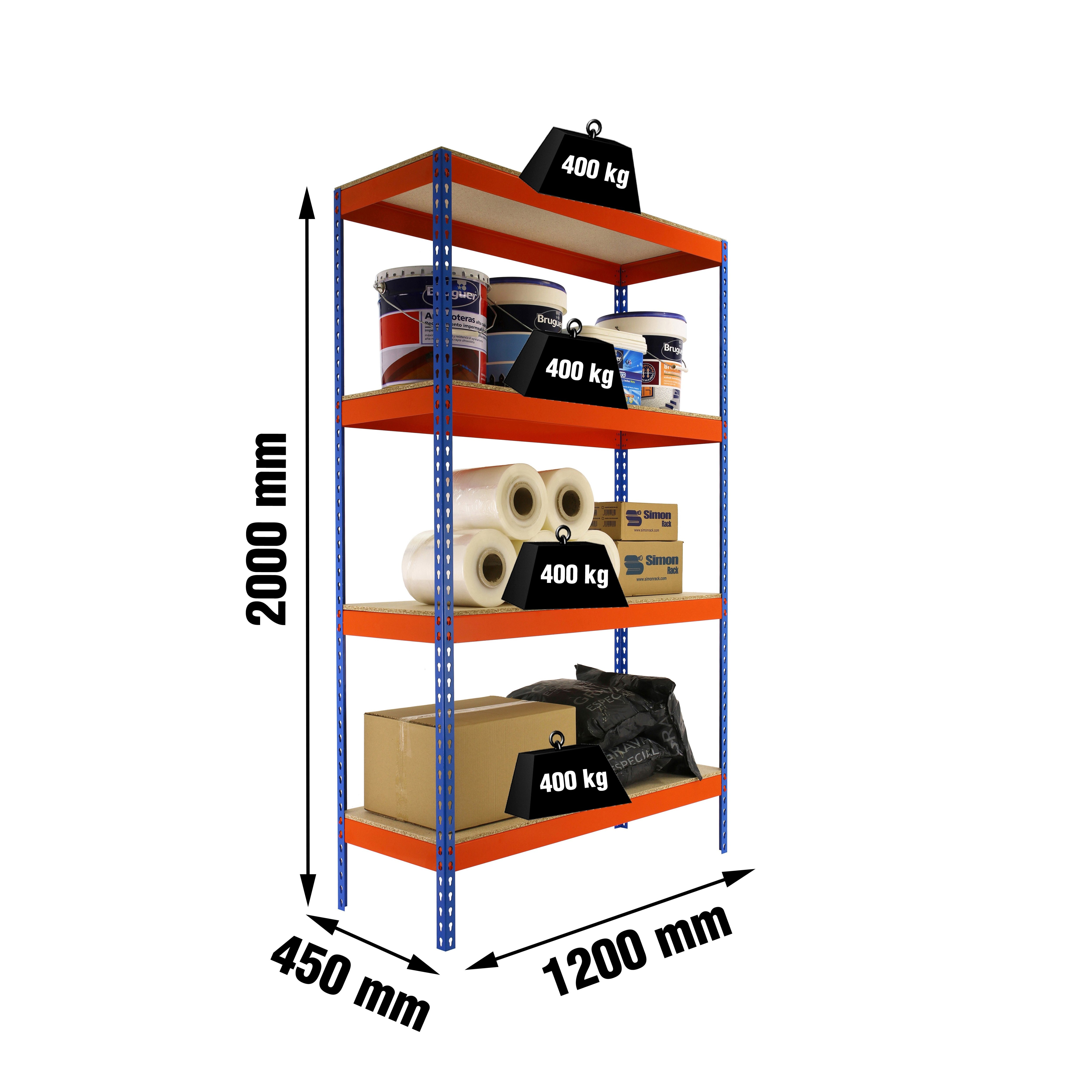 Estantería SIMONRACK Ecoforte 1204-4 chipboard azul/naranja/madera