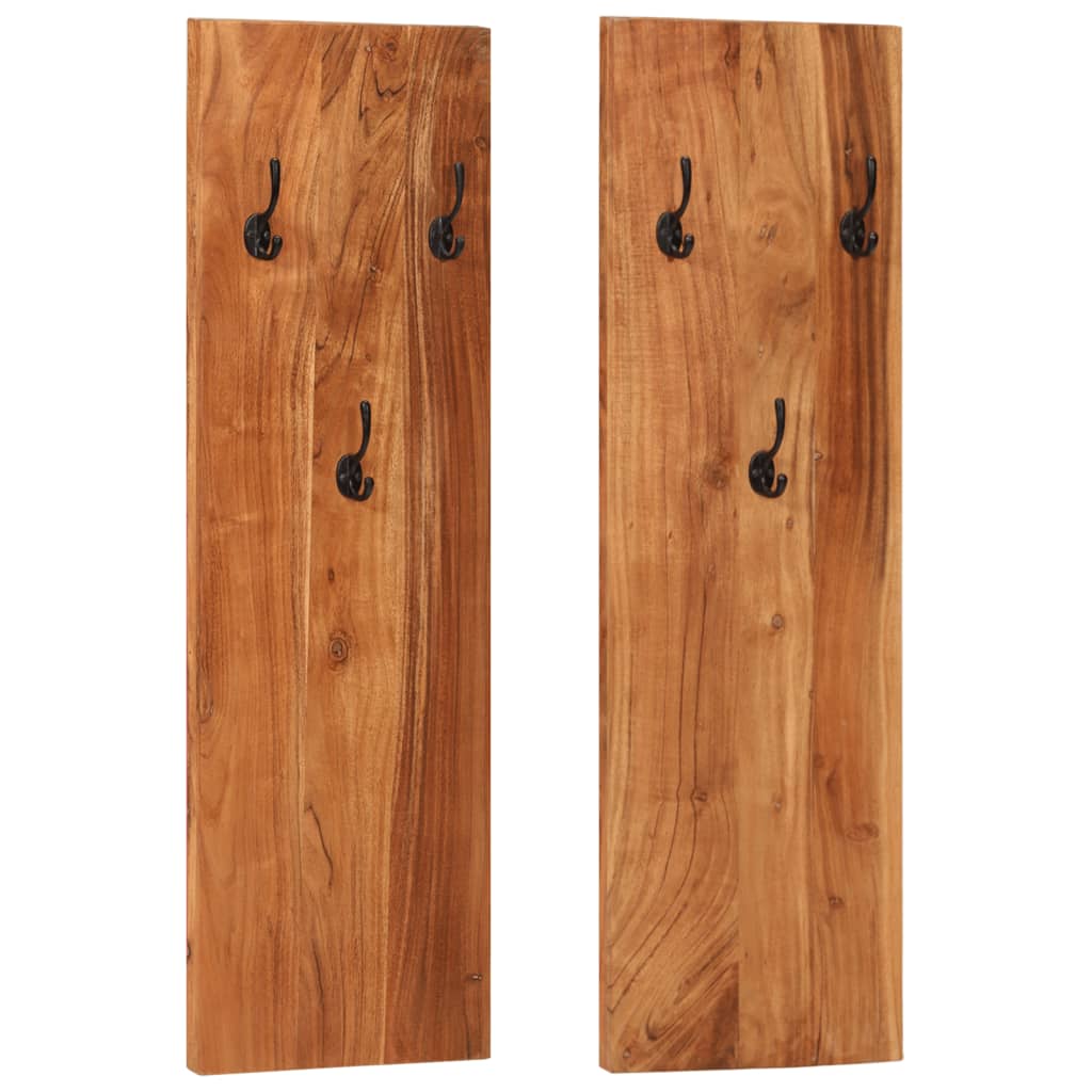 vidaXL Percheros de Pared Estante Pasillo Entrada (2 unidades) Material madera maciza de acacia, madera maciza reciclada