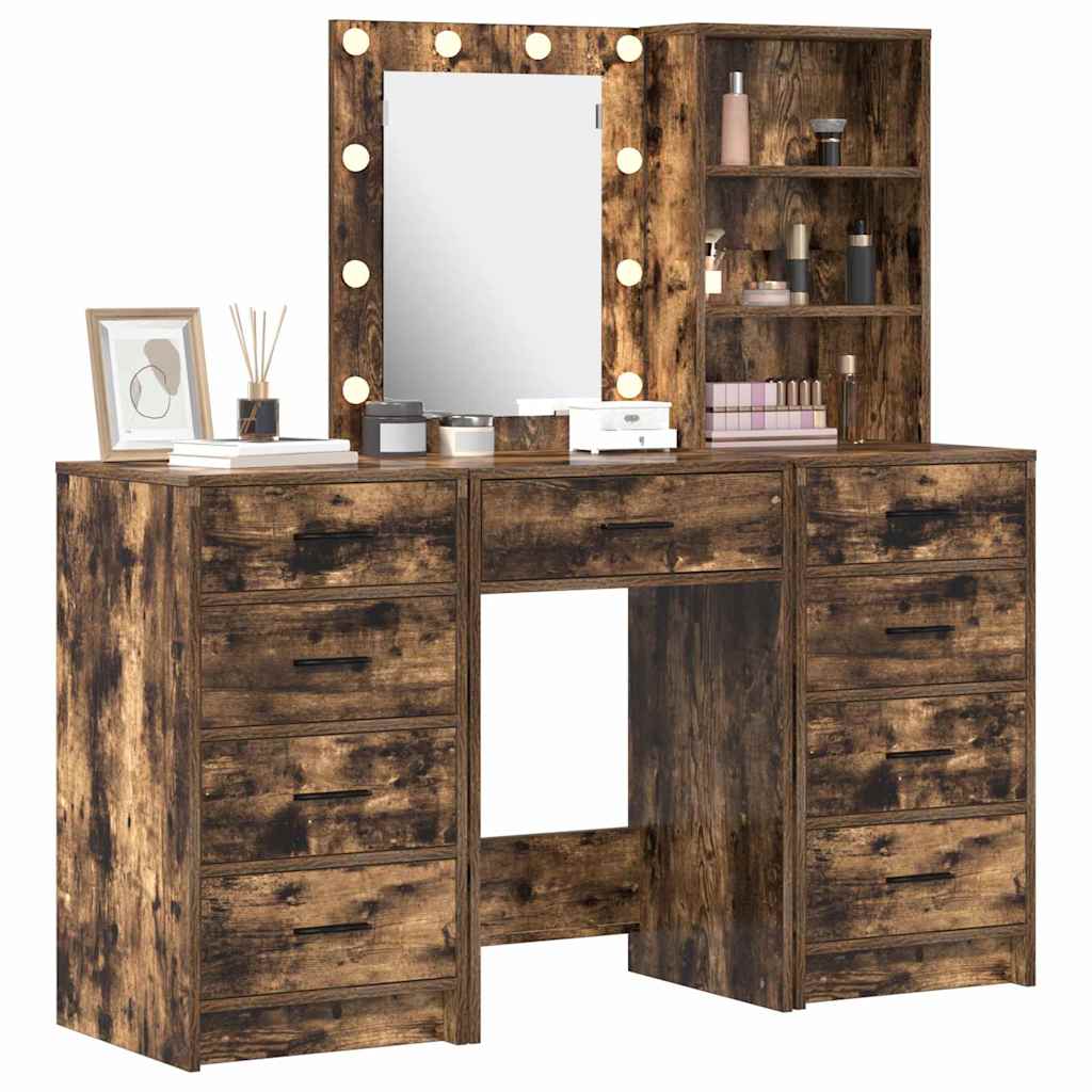 vidaXL Mesa de tocador con cajón 3 pcs Marrón 40 x 41 x 135 cm