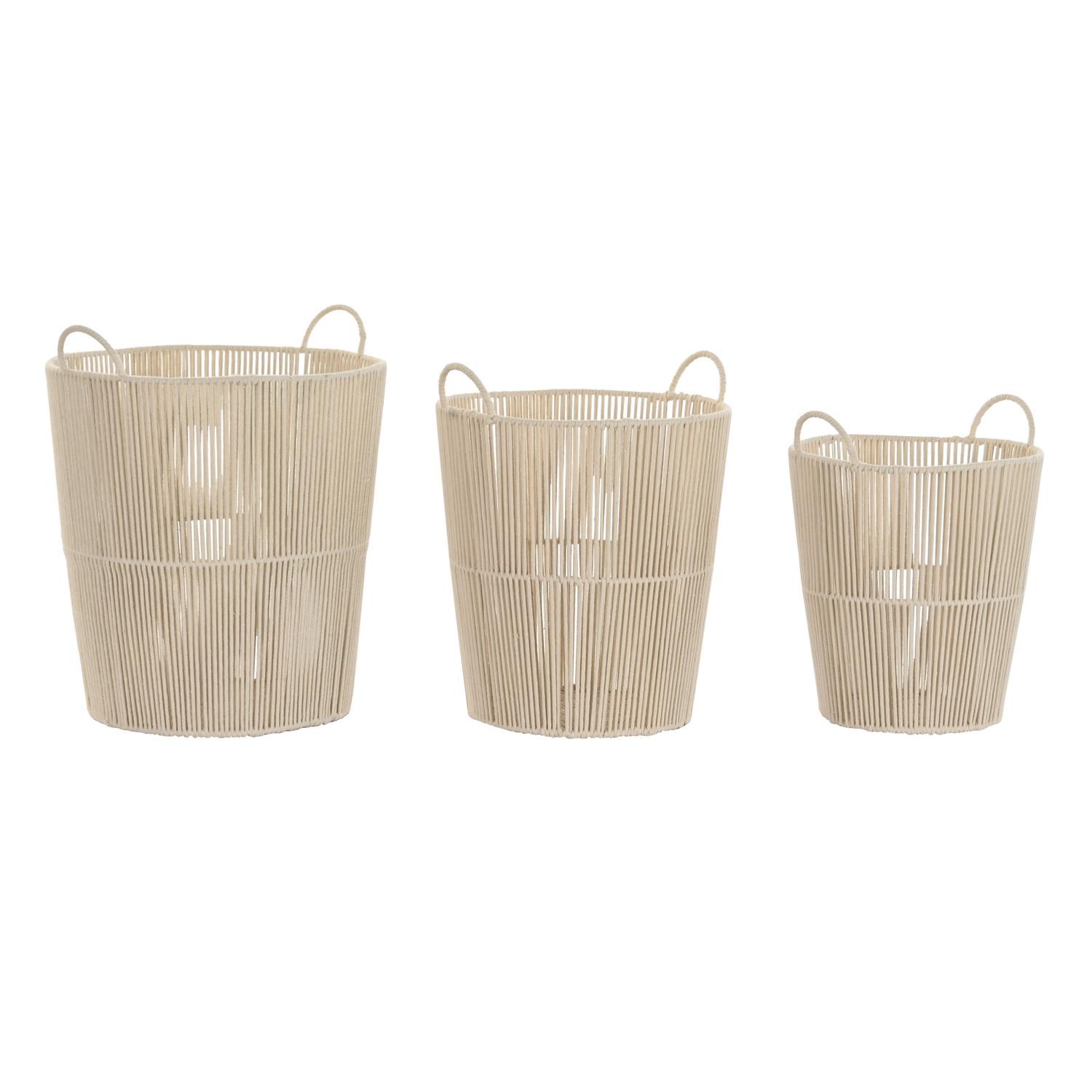 CESTA SET 3 ALGODON METAL 42X42X51 BEIGE DC202051 - EL MEJOR COMPLEMENTO PARA TU HOGAR FIJALO