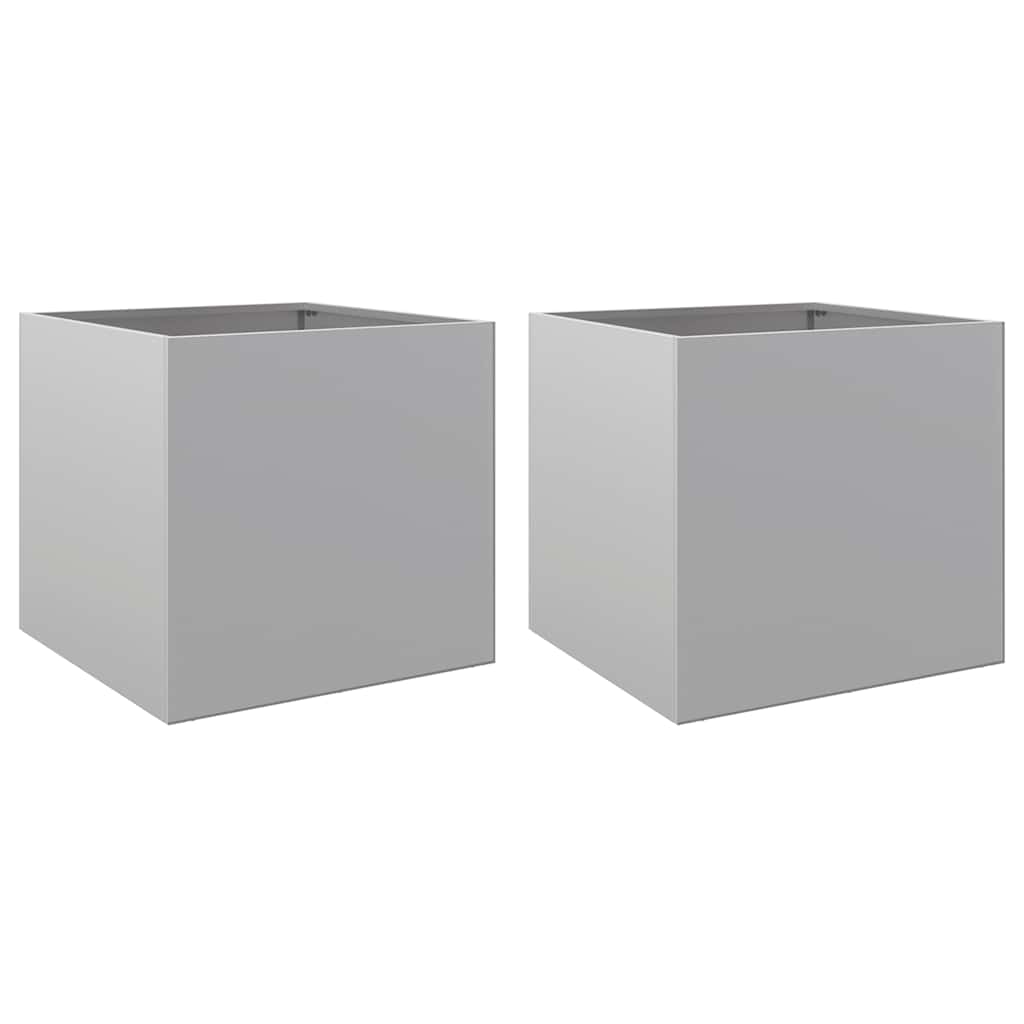 vidaXL Jardineras 2 unidades acero galvanizado plateado 42x40x39 cm