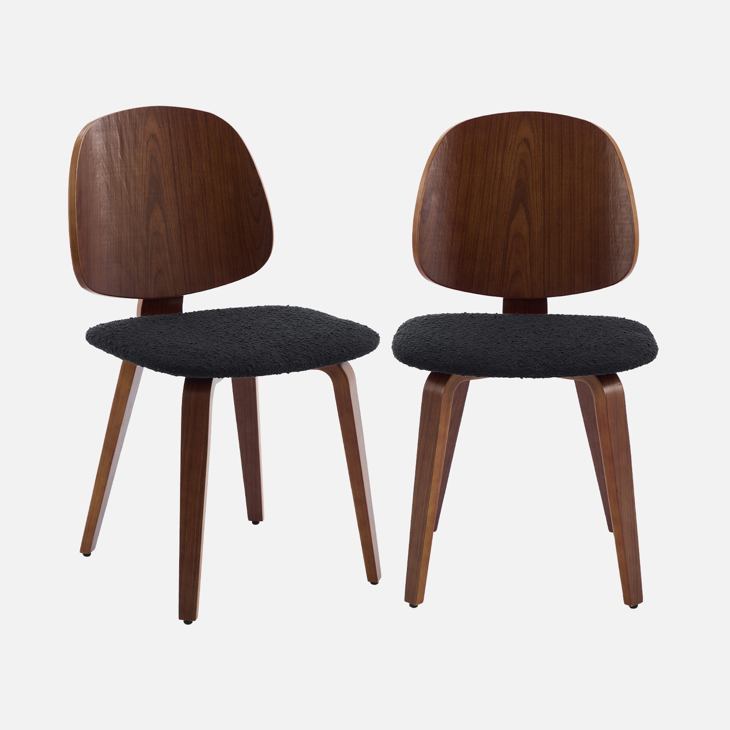 sweeek - Silla curvada de madera y borreguito, set de 2 , Sophia , 47x53x81