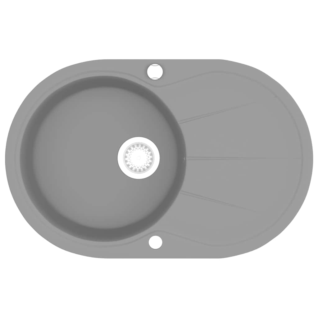 vidaXL Fregadero de cocina de granito con un seno ovalado gris