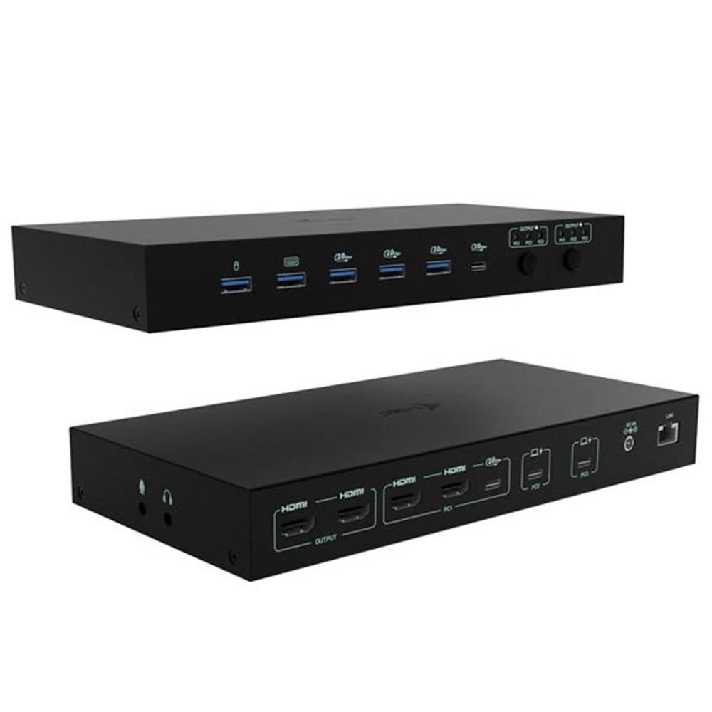 HUB Switch I-tec C31KVMDOCKPDPRO  | Función KVM con intercambio USB inteligente (itinerancia USB), permite compartir teclado y ratón entre dos dispositivos host; cambio..., Negro