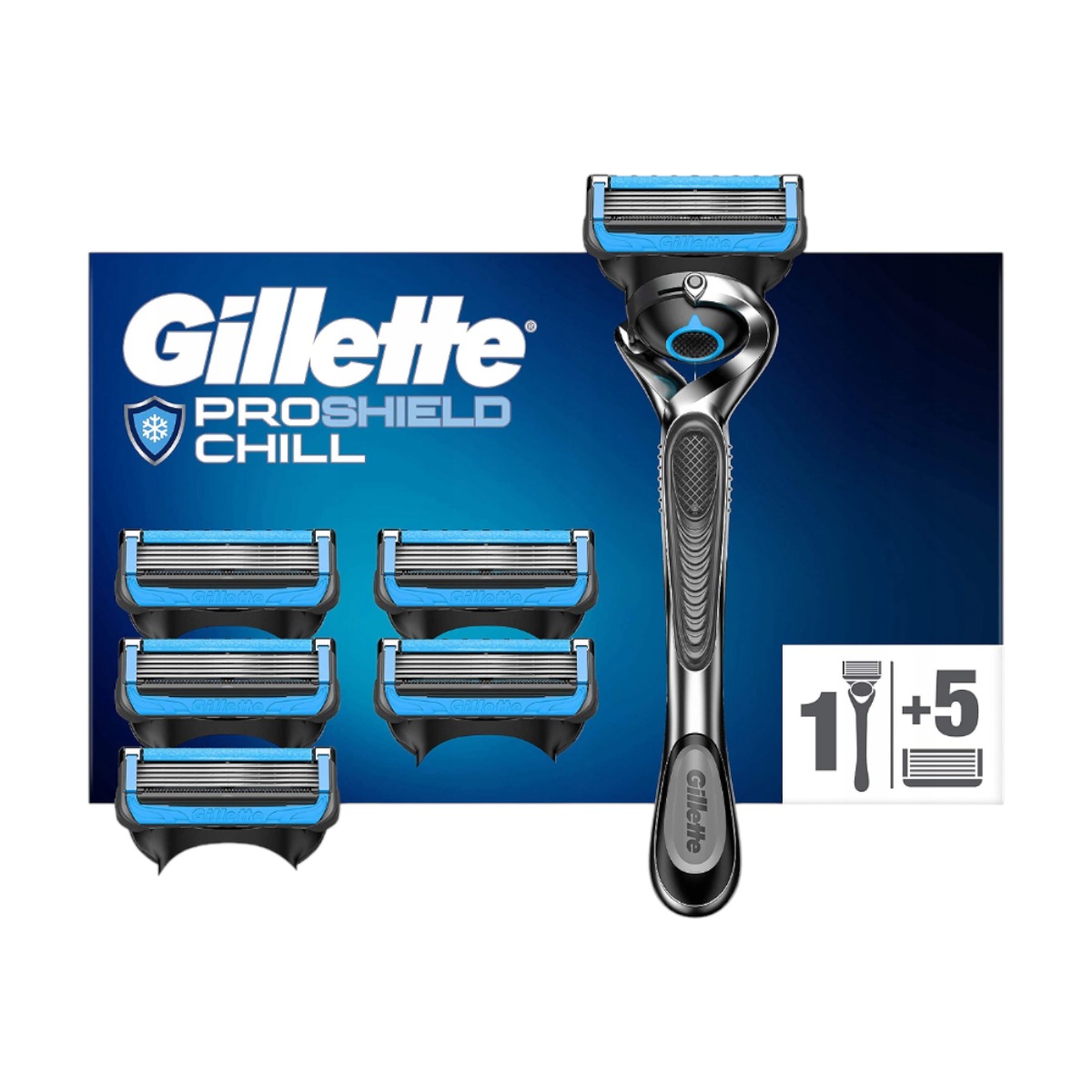Gillette - Gillette ProShield Chill Maquinilla de Afeitar Hombre + 6 Cuchillas de Recambio