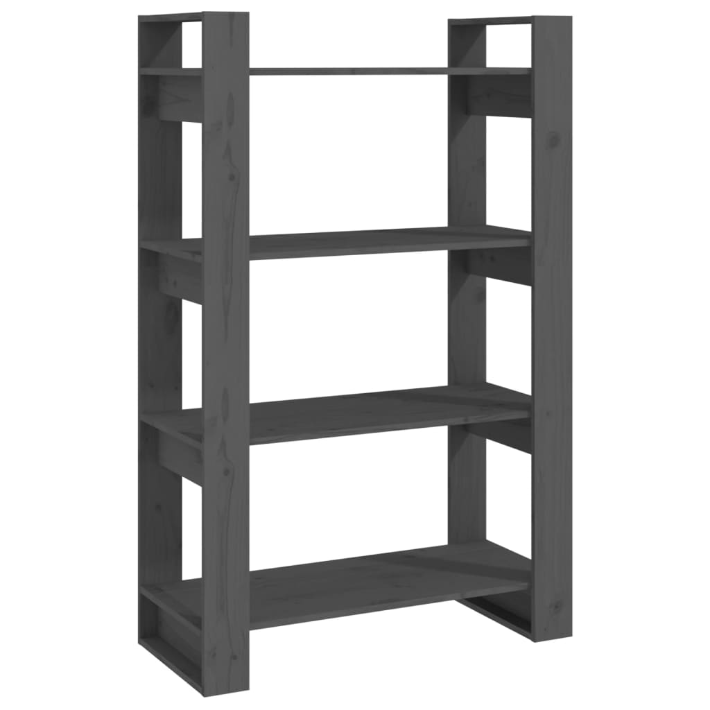 vidaXL Estantería/divisor de espacios madera pino 80x35x125 cm Natural, Blanco, Gris Mueble Almacenaje Estantería para Oficina, Estudio, Dormitorio Estantería/Librería/ mueble de Almacenamiento