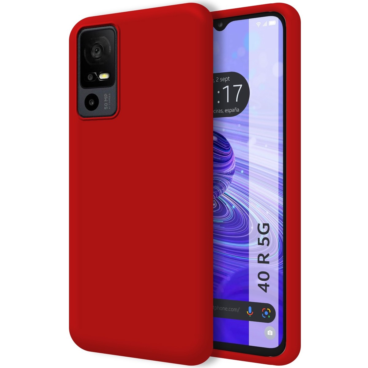 Funda Silicona Líquida Ultra Suave para TCL 40 R 5G color Roja