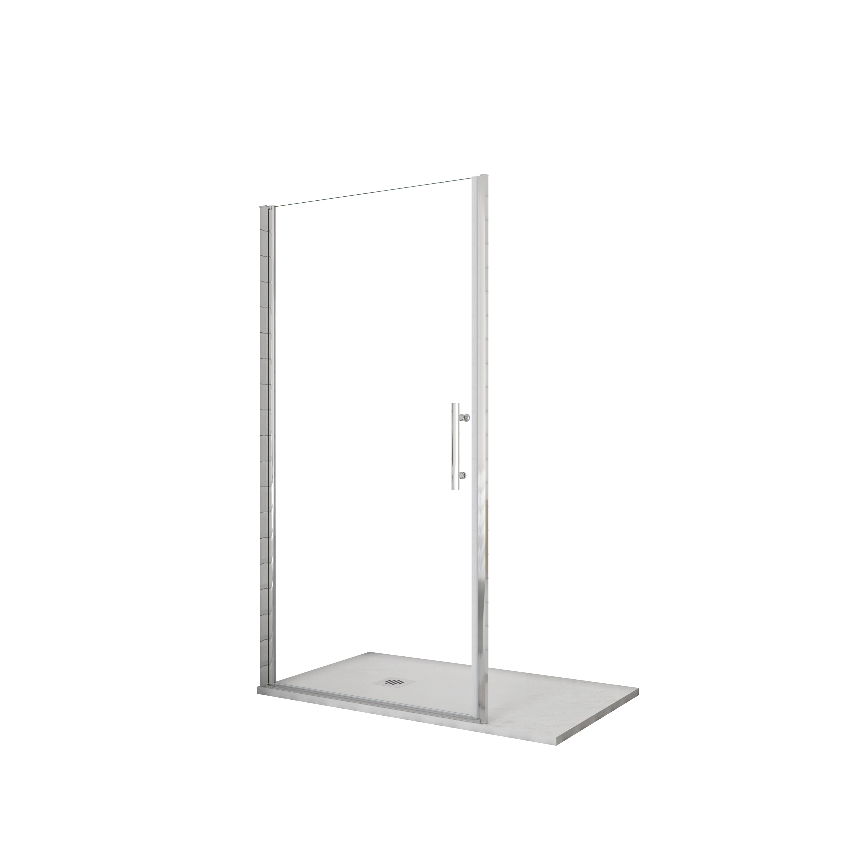 AICA Mampara de Ducha Frontal Abatible 1Hoja Perfil Cromado Vidrio Antical 6mm (986-1016)x1950mm + Plato de Ducha 80x100x3cm textura pizarra + Desagüe