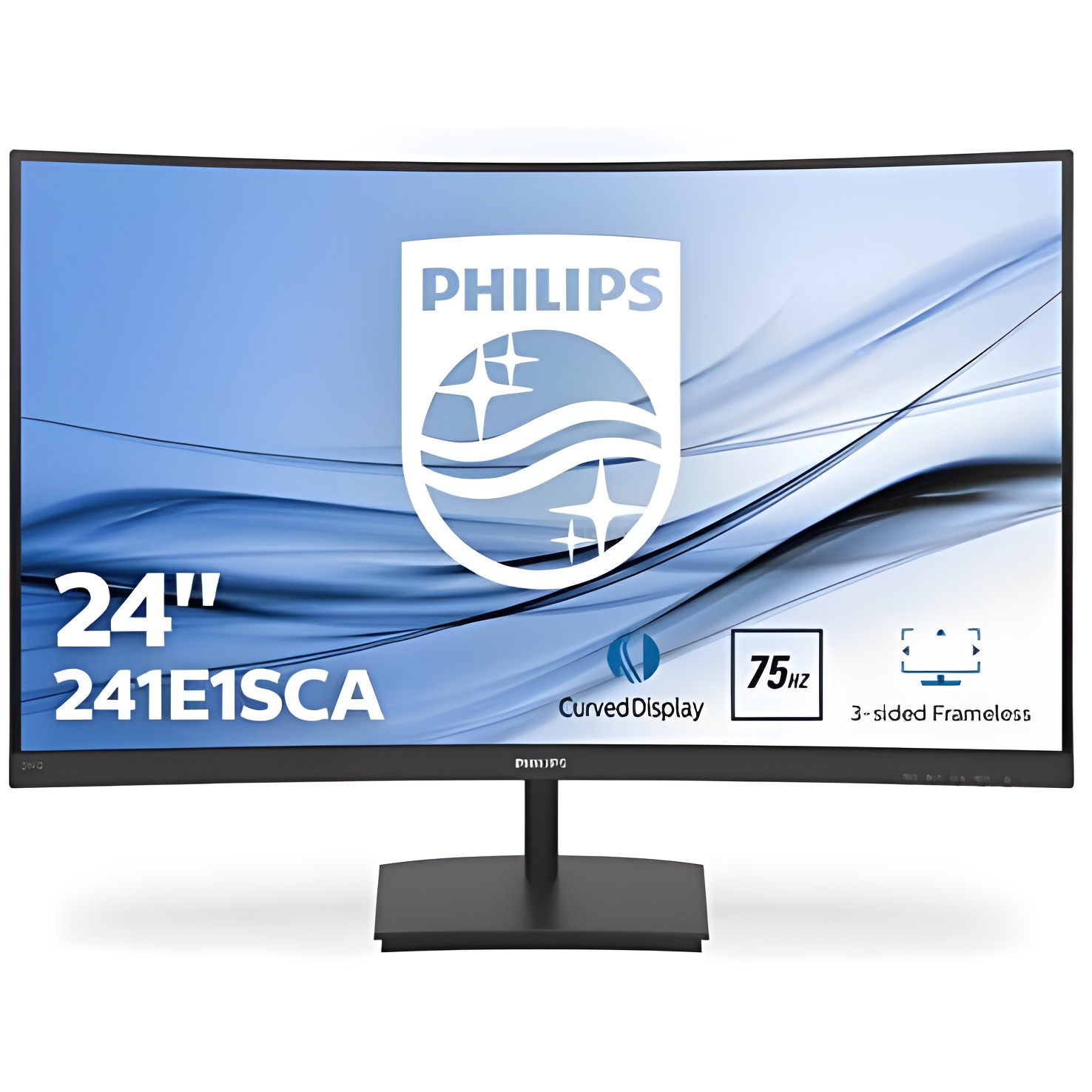 Philips 241E1SCA 24" Curved Monitor, Full HD 1920x1080, VA Panel, 75Hz Refresh Rate, FreeSync Technology, HDMI & D-Sub Connectivity for Gaming and Multimedia