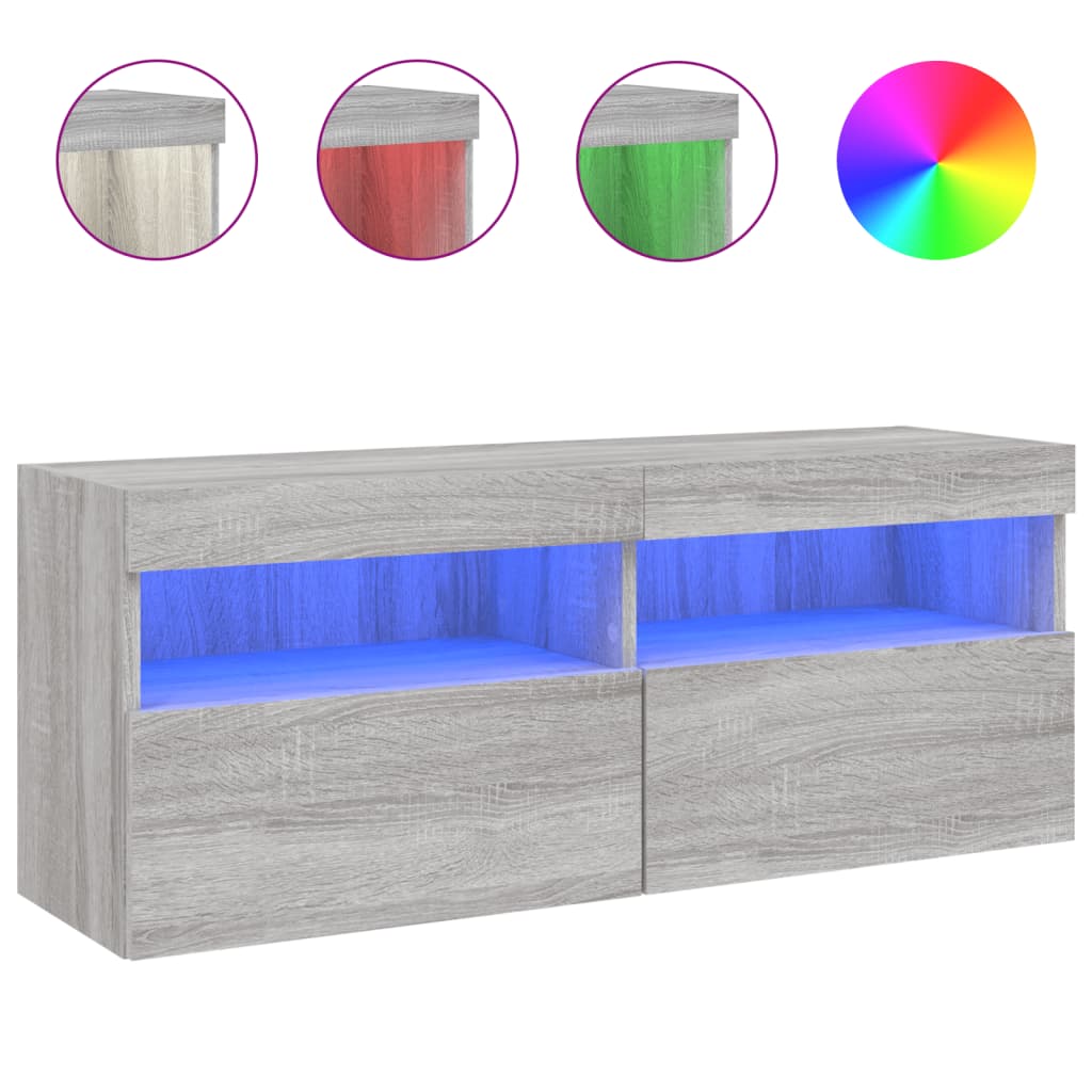 vidaXL Mueble de TV de pared con luces LED 100x30x40 cm, Mueble de Salon, Mueble TV, Mueble TV salon, Mesa de TV, Mueble tele