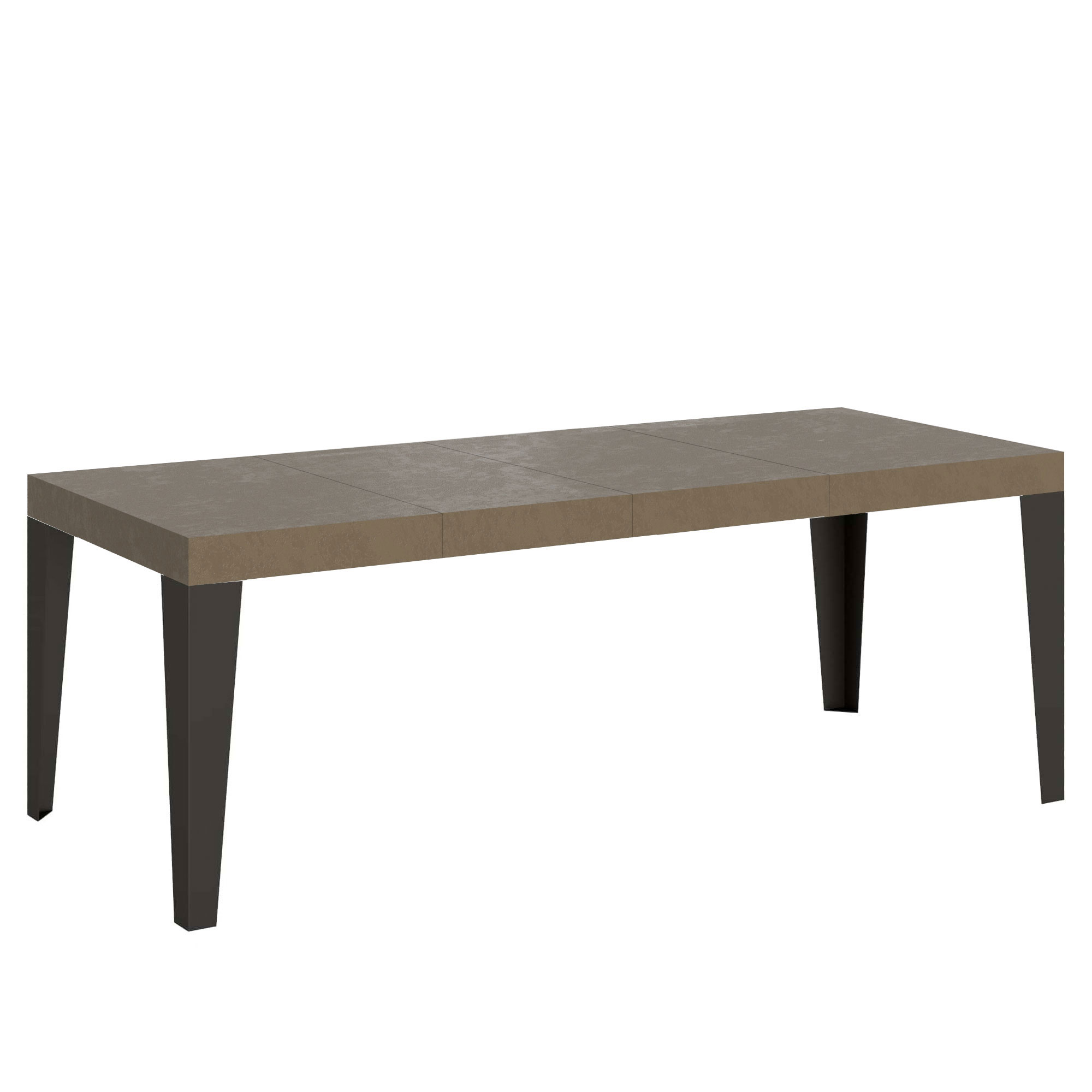 Mesa extensible 90/246x90 cm Flame Premium gris tórtola con patas antracita - Itamoby