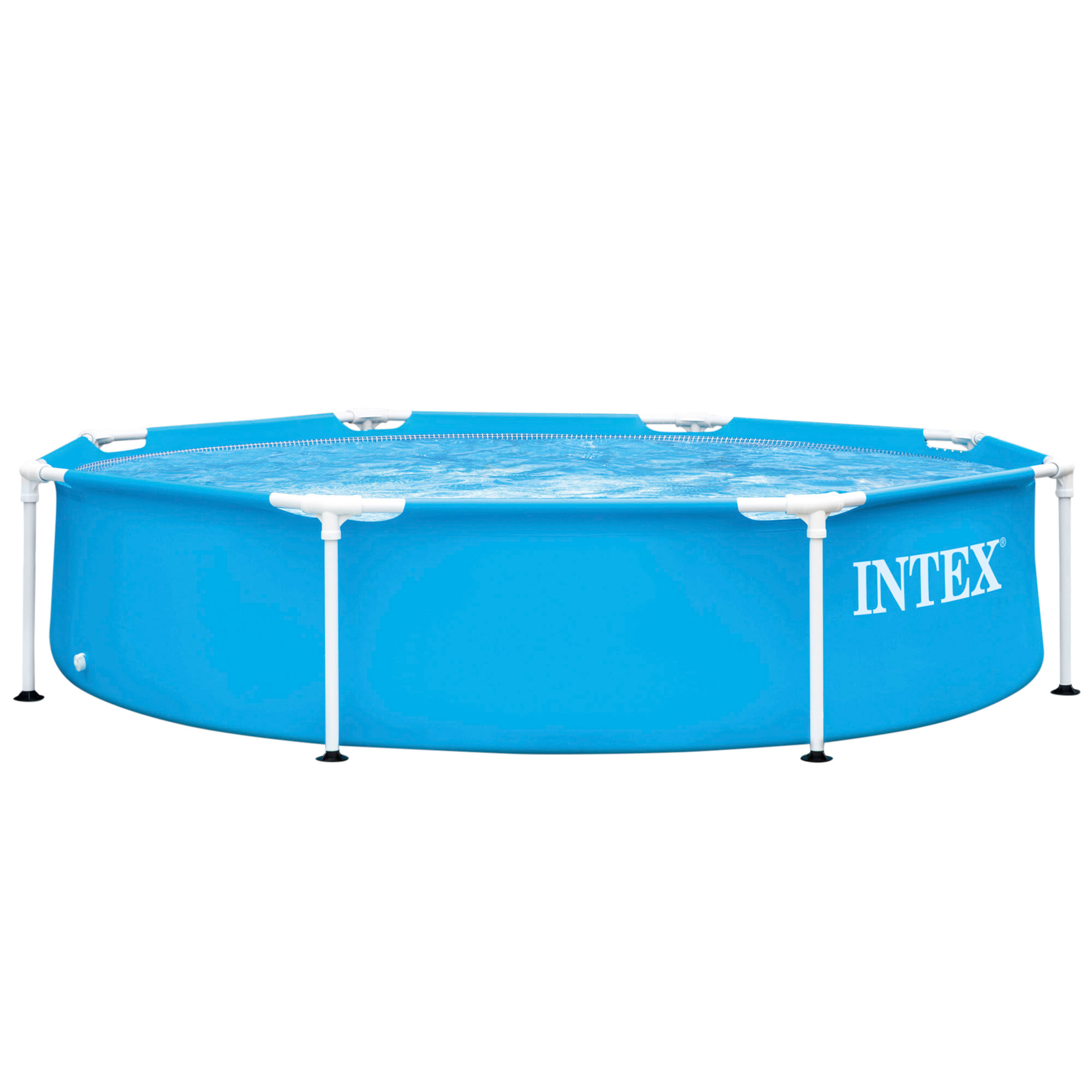 INTEX, piscina desmontable redonda, Metal Frame, medidas Ø244x51 cm, 1.828 litros, lona azul, piscinas infantiles, resistente y duradera, 30 min. montaje, +6 años, material resistente triple capa, codo innovador fácil de montar
