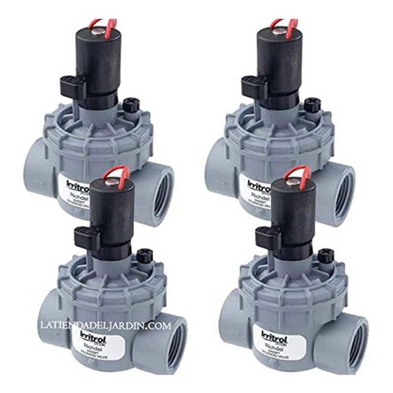 IRRITROL Electrovalvula de Riego 1" 2400MT Irritrol | Pack 4 Electroválvula Jardin 24V | Valvula de Riego para Programador Electrico