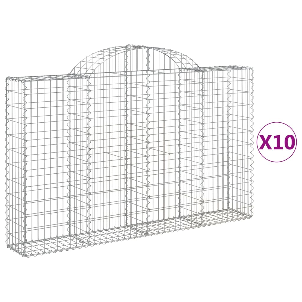 Vidaxl Cestas de Gaviones Arco Hierro 10 Uds 200 X 30 X 40/60 Cm