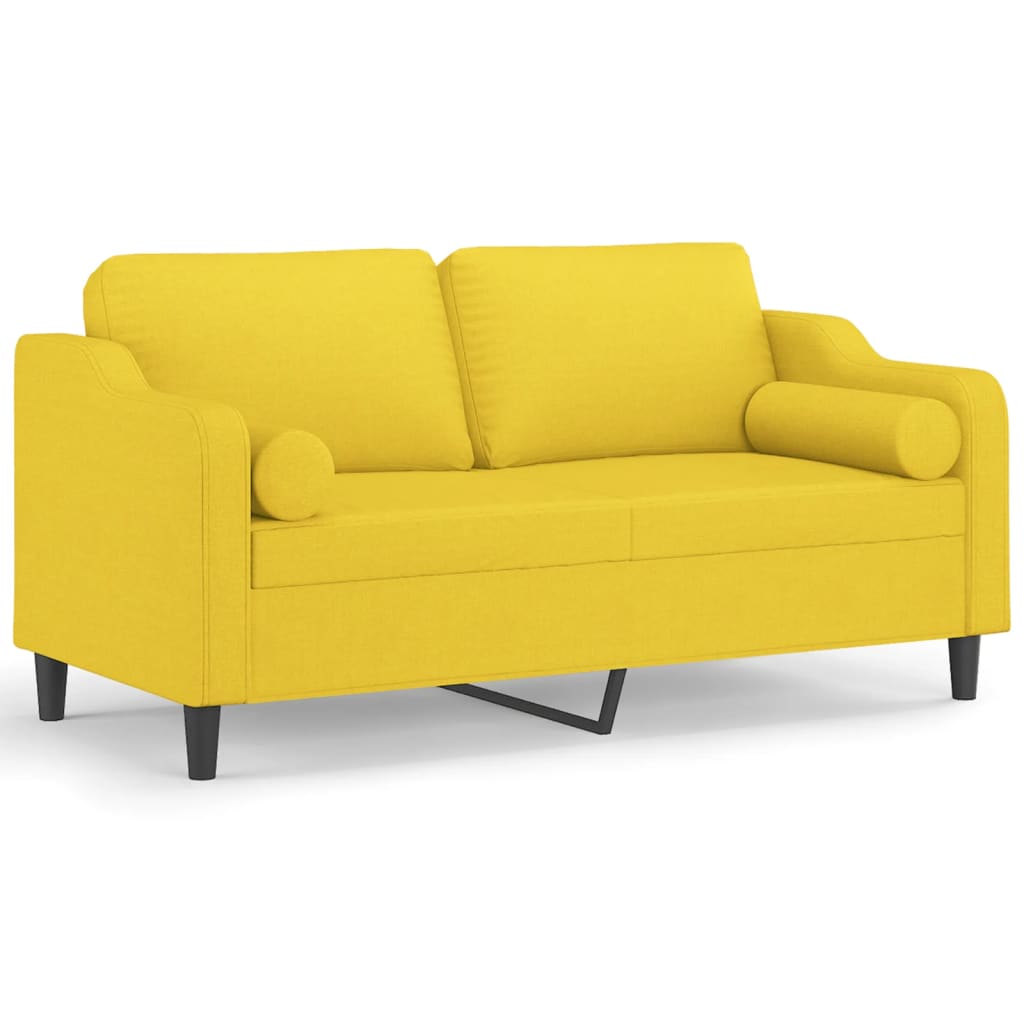 vidaXL Sofá de 2 plazas con cojines tela amarillo claro 140 cm