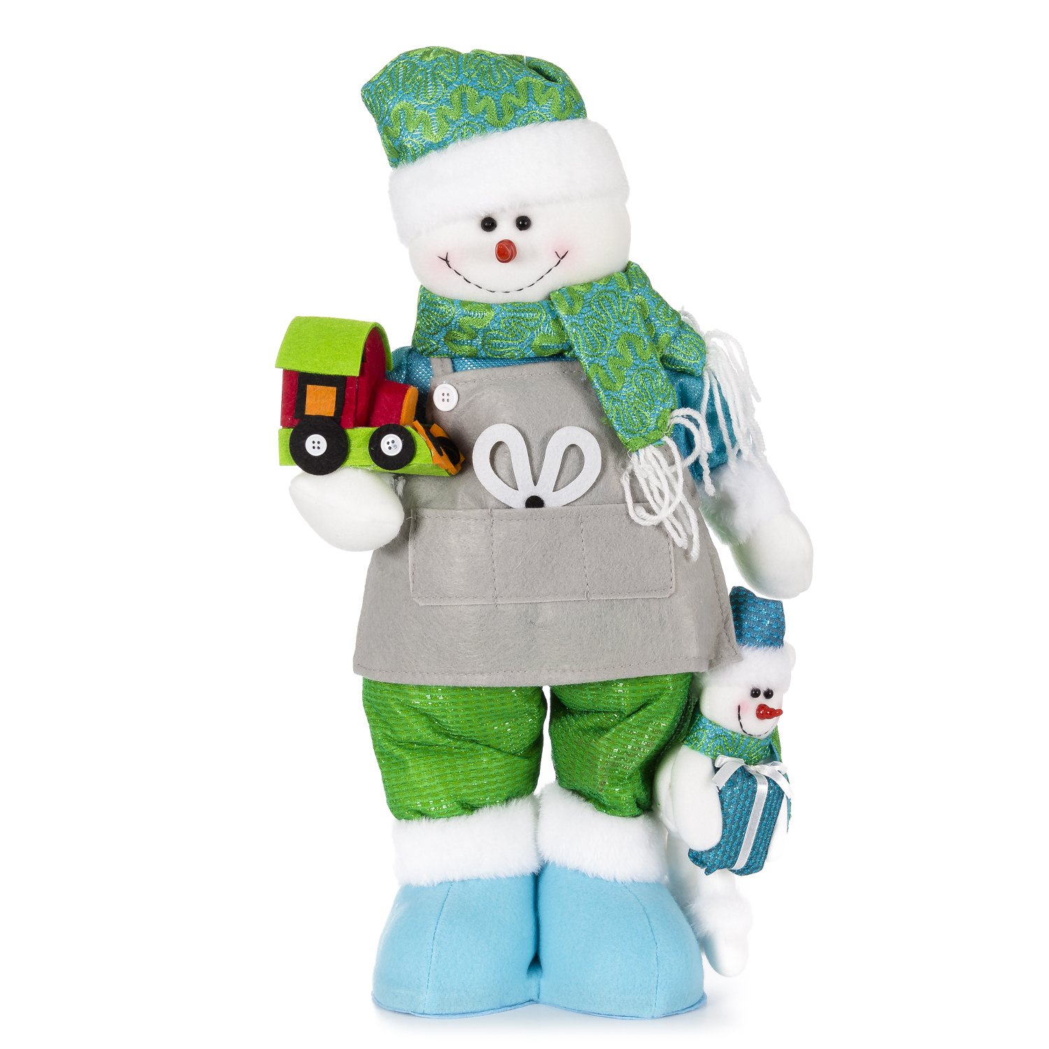 DAM. Figura muñeco de nieve con tren y mini muñeco de nieve, 50cm. 26x11x50cm