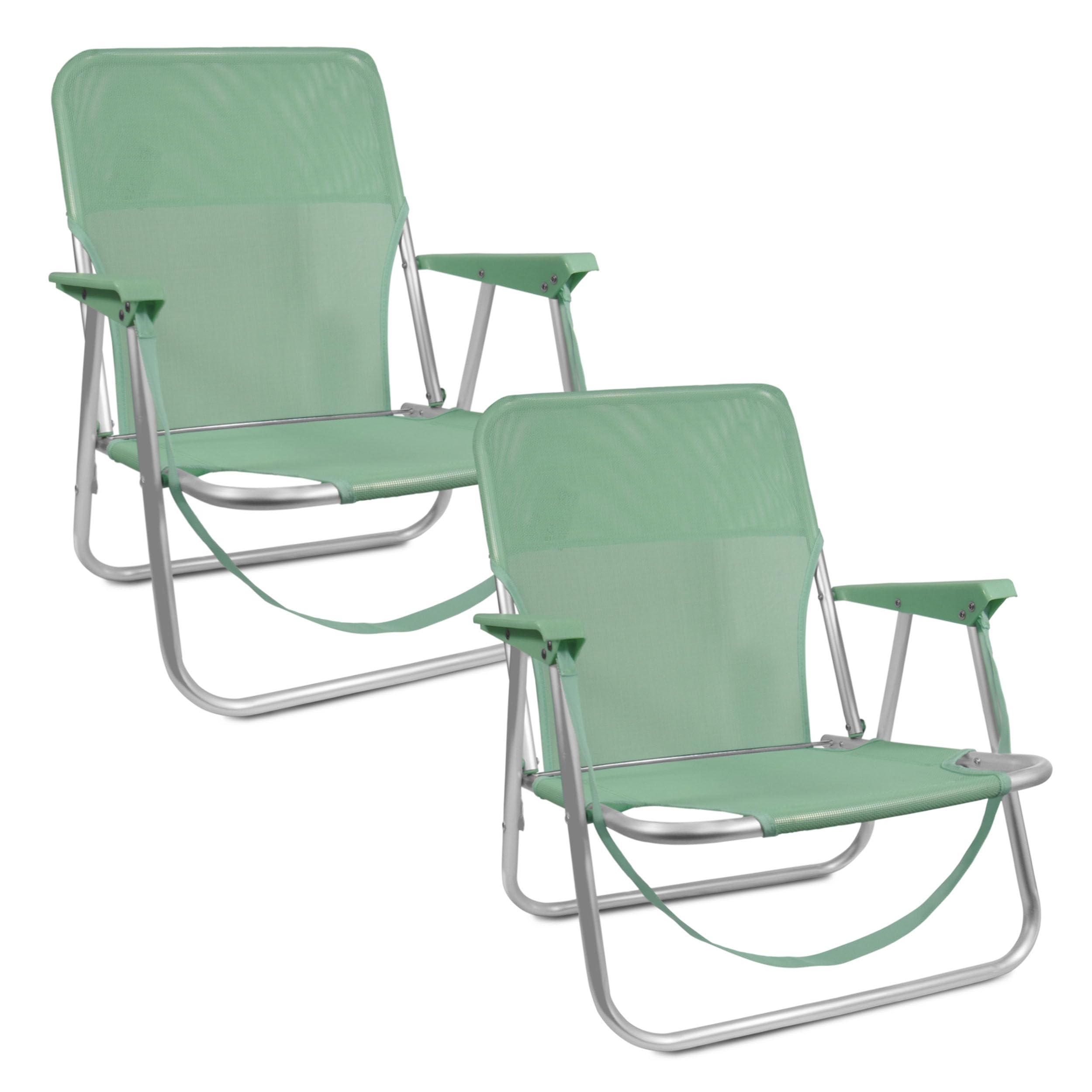 Pack 2 Sillas de Playa Plegable, Estructura de Aluminio y Textileno, 54x54x25/63 cm, Peso Máximo de 90Kg, Altura Asiento 25 cm, Color Agua