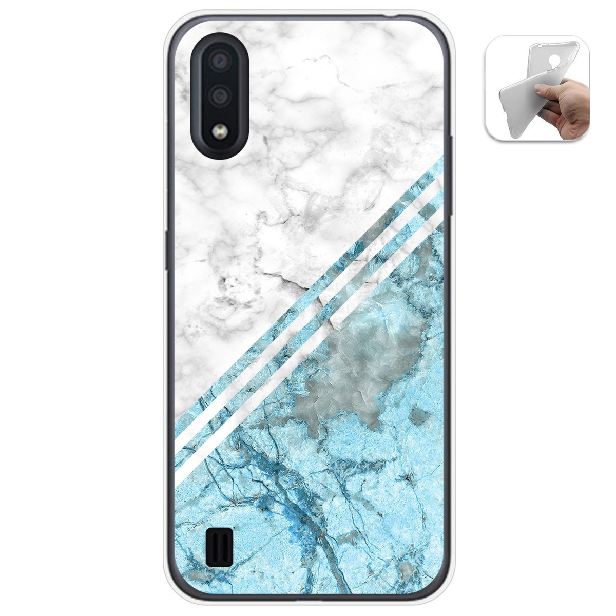 Tumundosmartphone Funda Gel Tpu para Samsung Galaxy A01 diseño Mármol 02 Dibujos