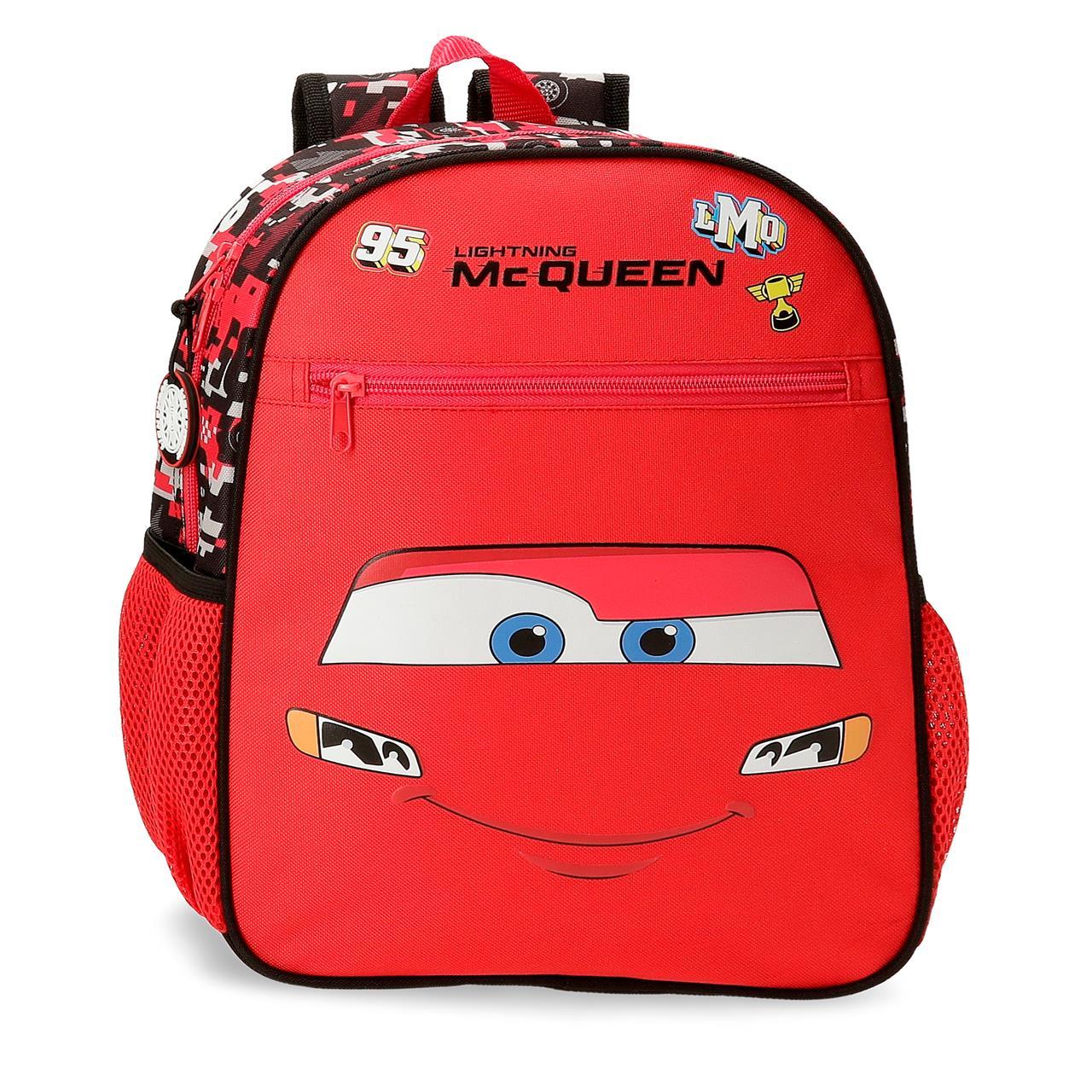 Mochila escolar adaptable a carro Cars Mcqueen Red 27x33x11cm Rojo