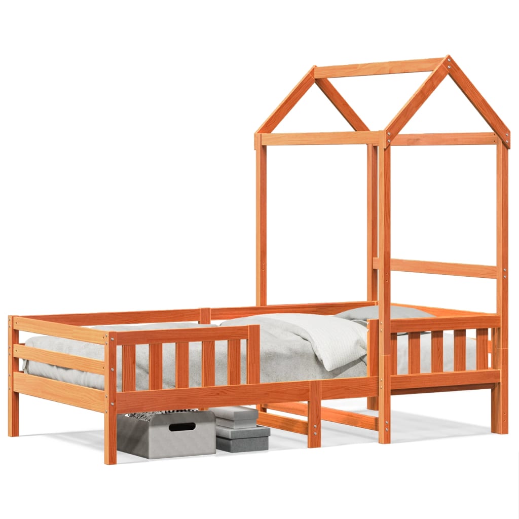 vidaXL Estructura cama con techo madera maciza pino marrón 80x200 cm