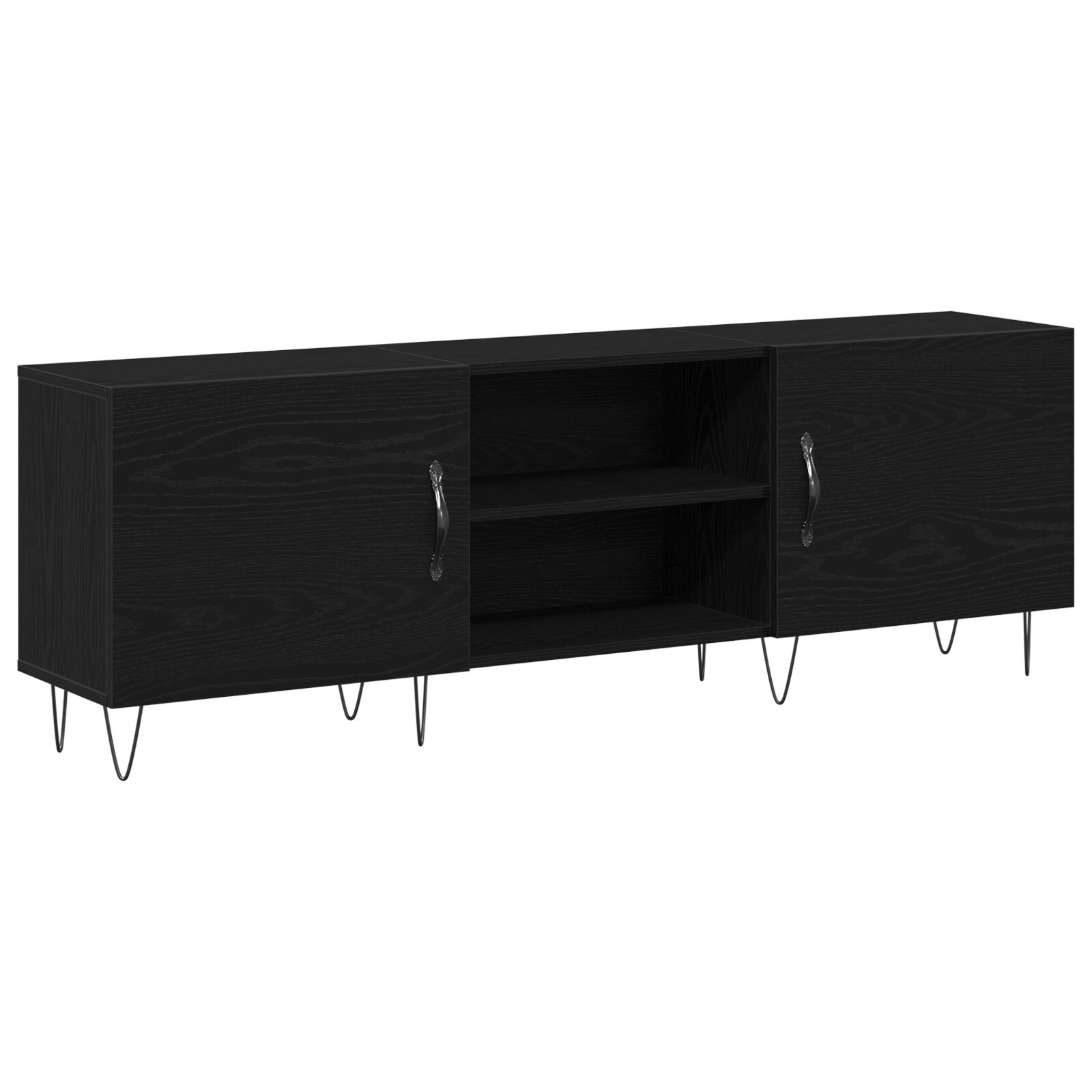 mueble para TV vidaXL Negro Roble 150x30x50 cm Madera elaborada
