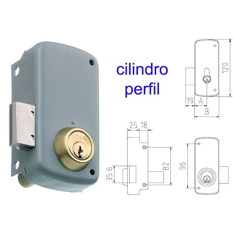 Mcm cerradura sobreponer 2556cp- 70-dcha pintada cilindro perfi