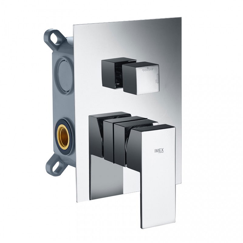 Imex GSM03V grifo monomando empotrado de 3 vías para ducha latón cromado