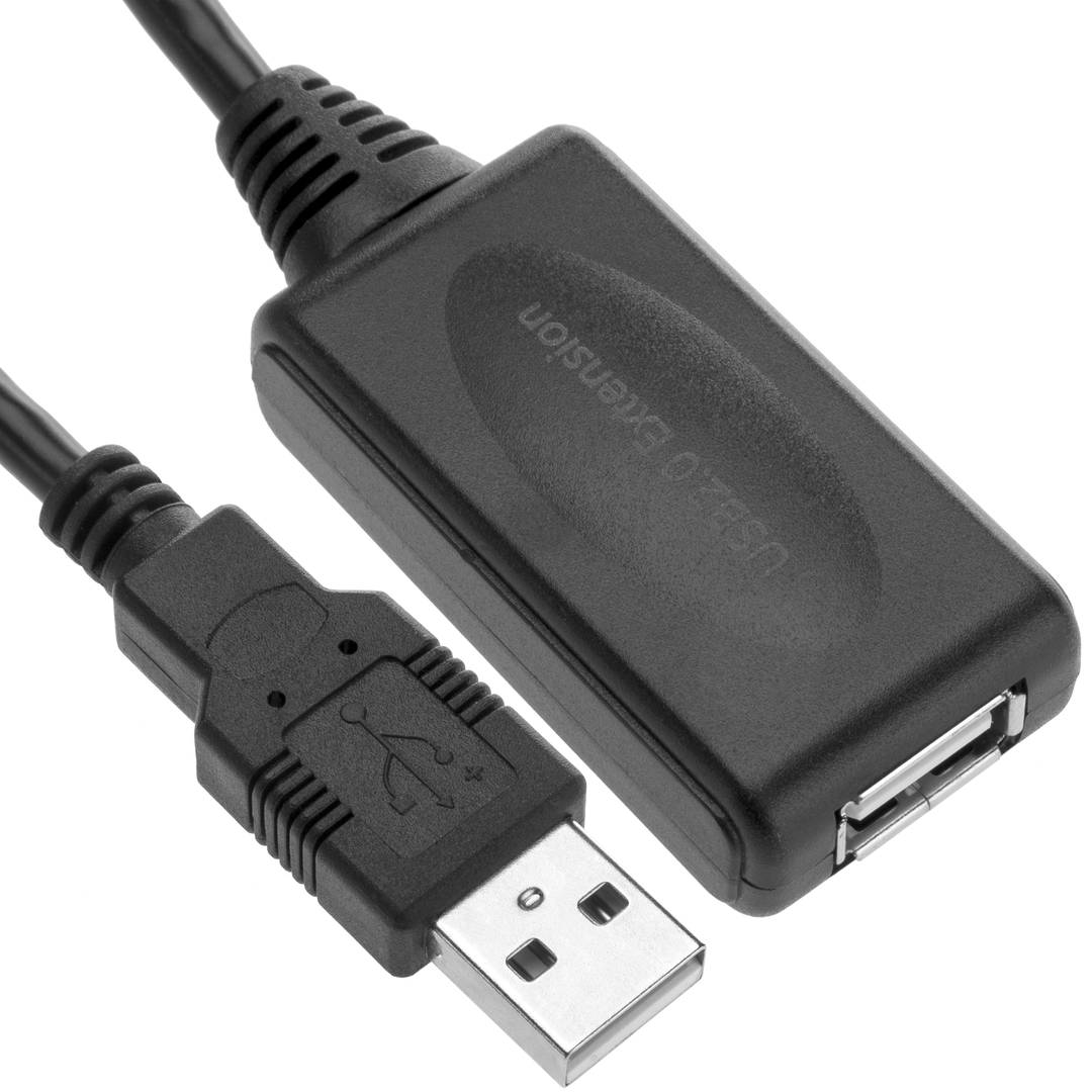 CABLEPELADO Cable Alargador USB 2.0 | Cable Extensor USB Tipo A Macho a Hembra | Velocidad hasta 480 Mbit/s | Impresora,Ratón,Teclado,Pendrive,Mando de PS, Disco Externo,Ordenador | Negro | 15 Metros