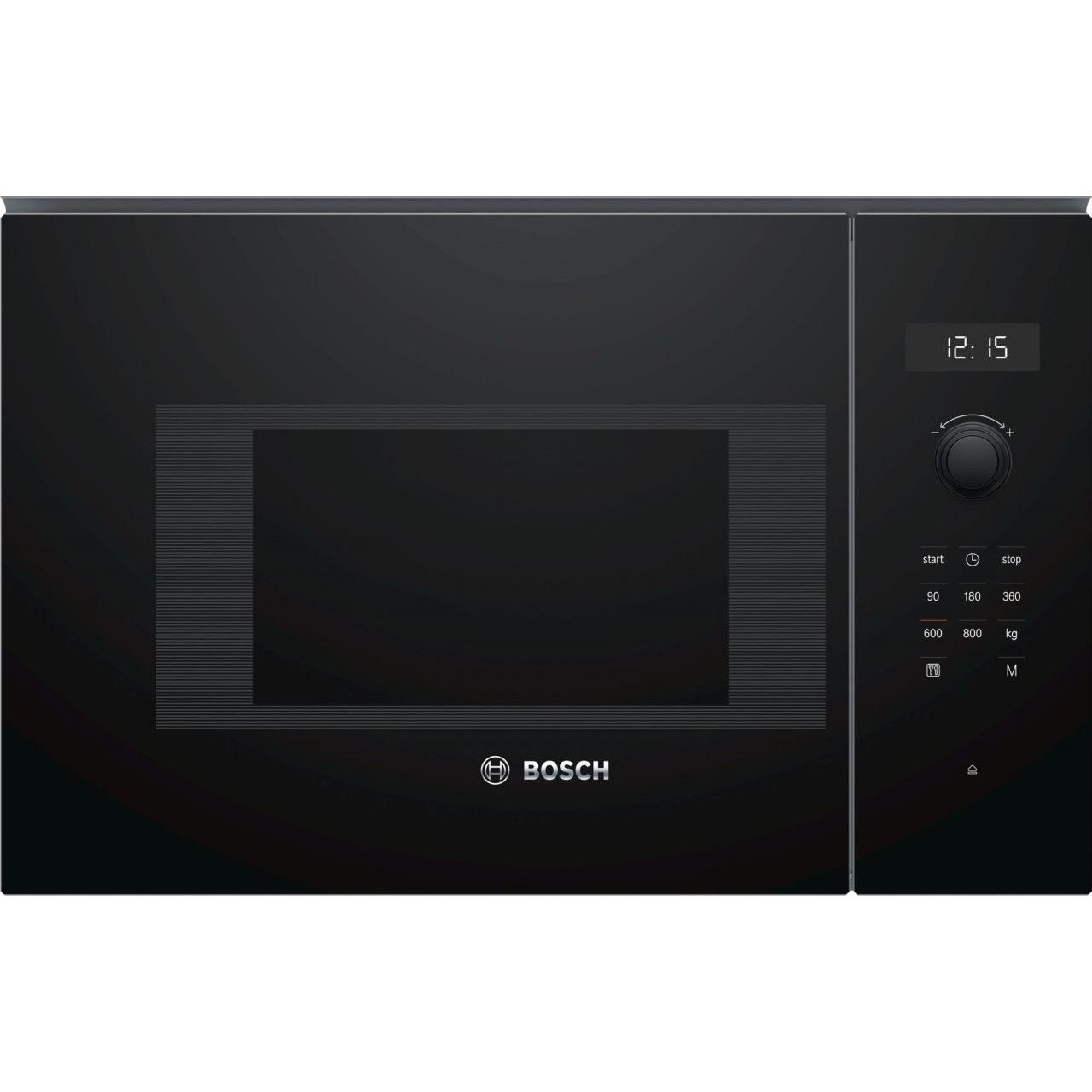Bosch - Microondas integrable Serie 6 BFL524MB0 de 20 L con grill y 800 W, negro, limpieza asistida con agua y Home Connect