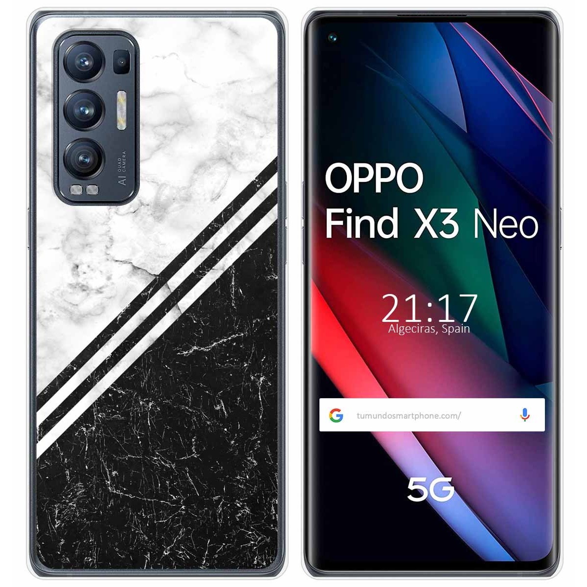Tumundosmartphone Funda Gel Tpu para Oppo Find X3 Neo 5G diseño Mármol 01 Dibujos