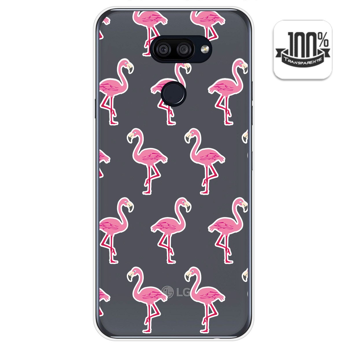 Tumundosmartphone Funda Gel Transparente para Lg K40S diseño Flamenco Dibujos