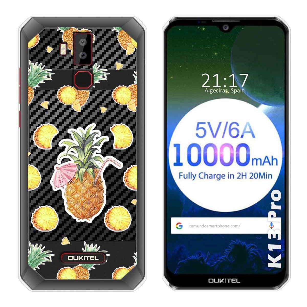 Tumundosmartphone Funda Gel Transparente para Oukitel K13 Pro diseño Piña Dibujos