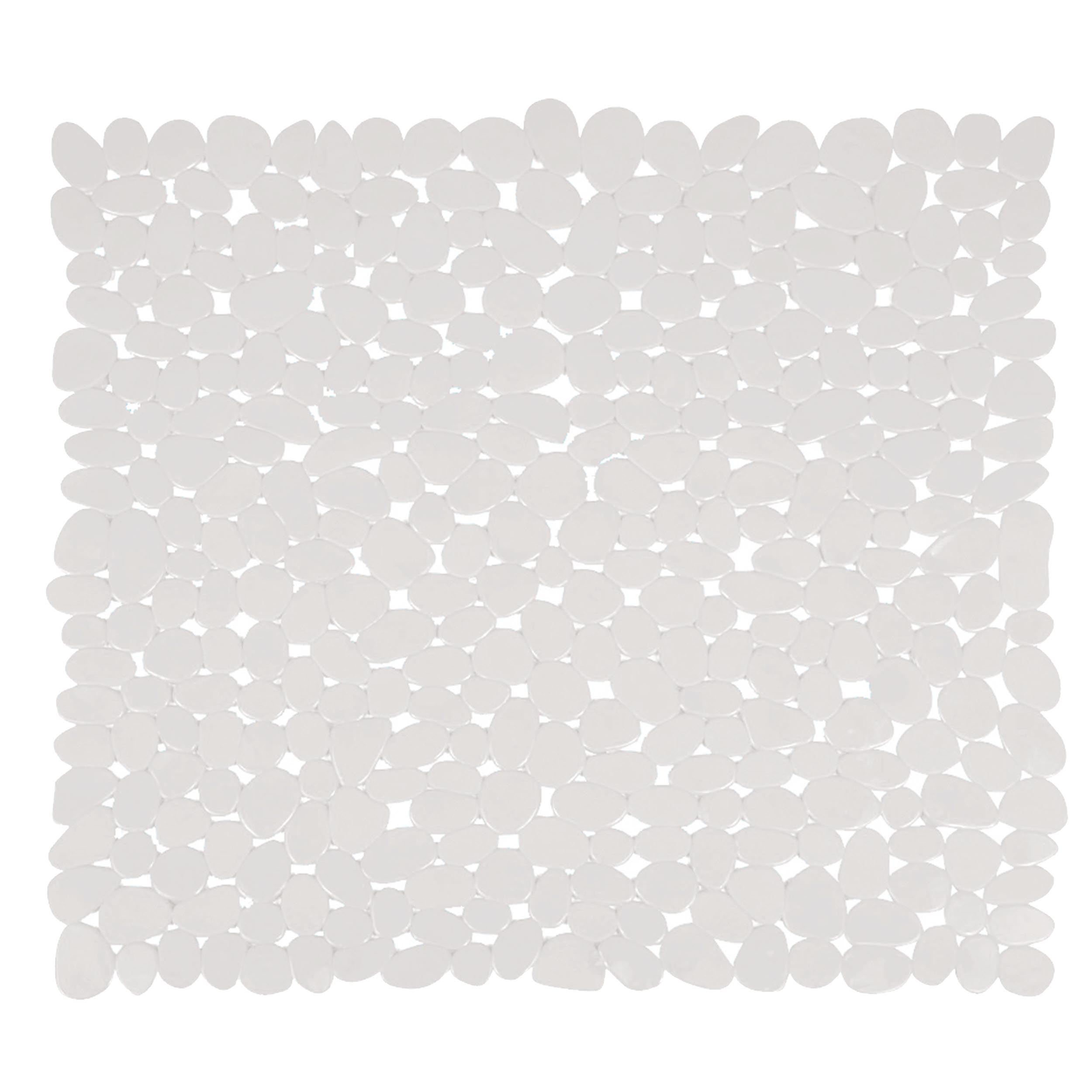 MSV Alfombra de Ducha PVC Piedras Blanco 53x53cm Antideslizante