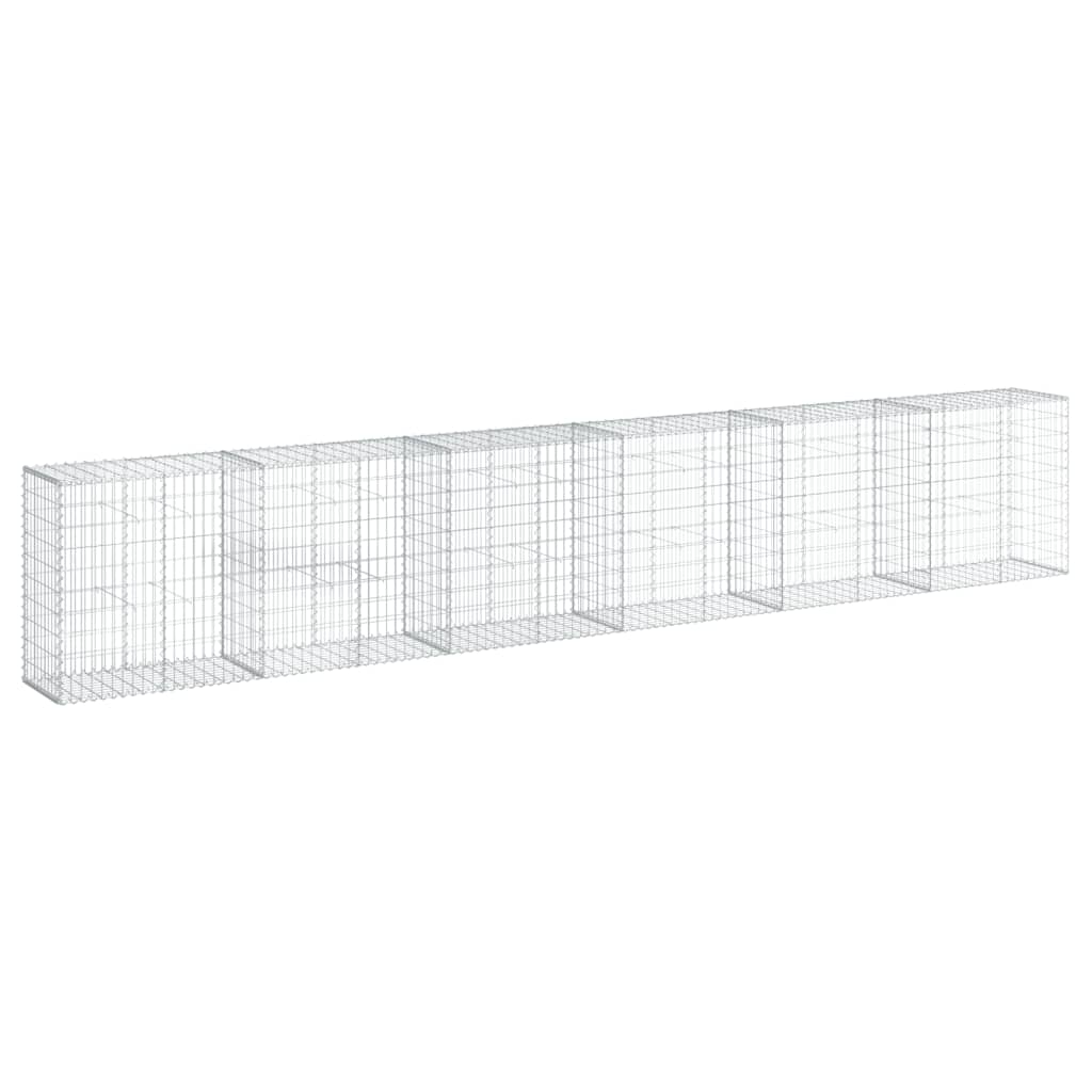 vidaXL Cesta de gaviones con cubierta hierro galvanizado 600x50x100 cm